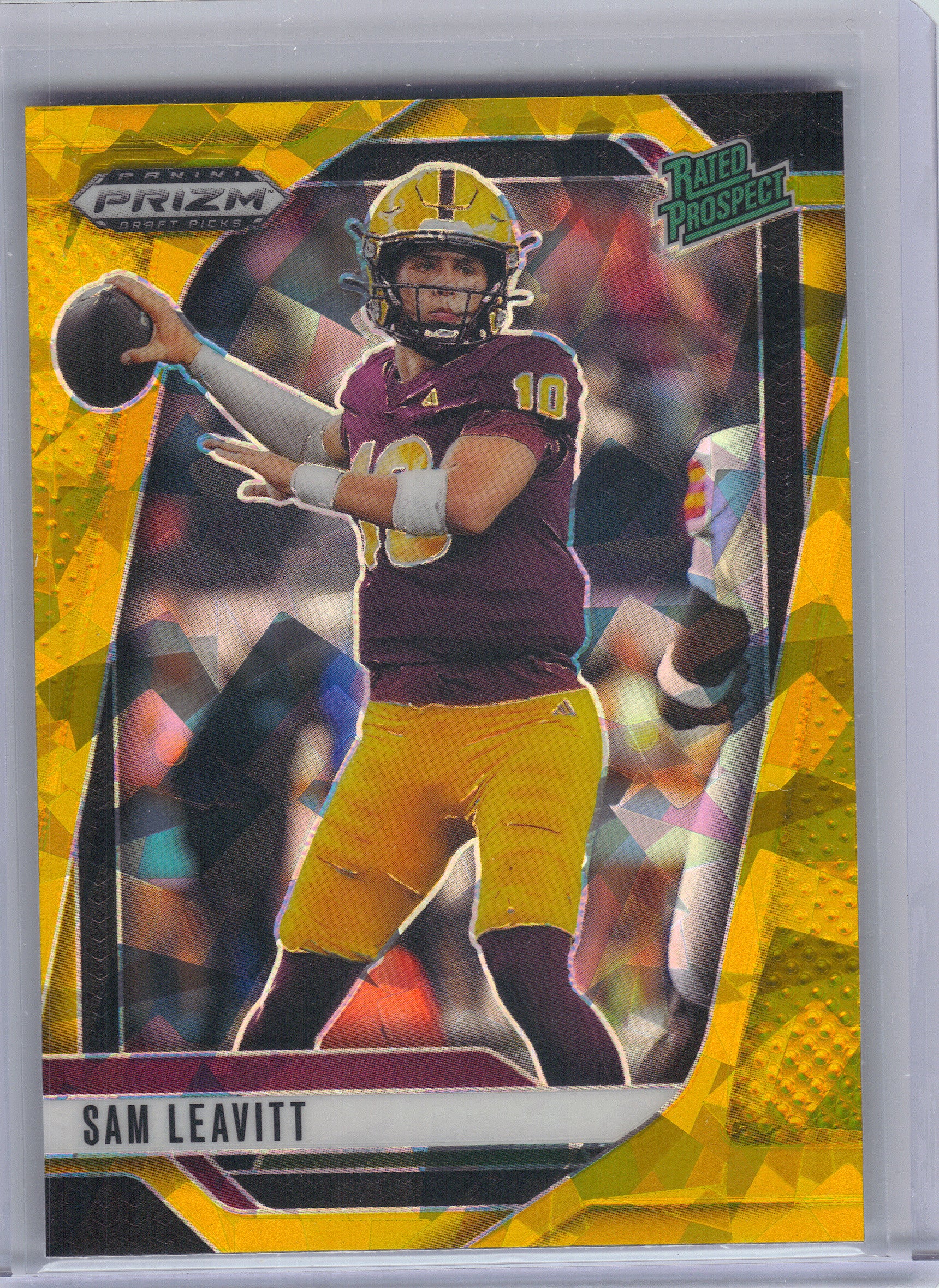 2025 Panini Prizm Draft Picks #6 Sam Leavitt Prizms Gold Ice Arizona State Sun Devils