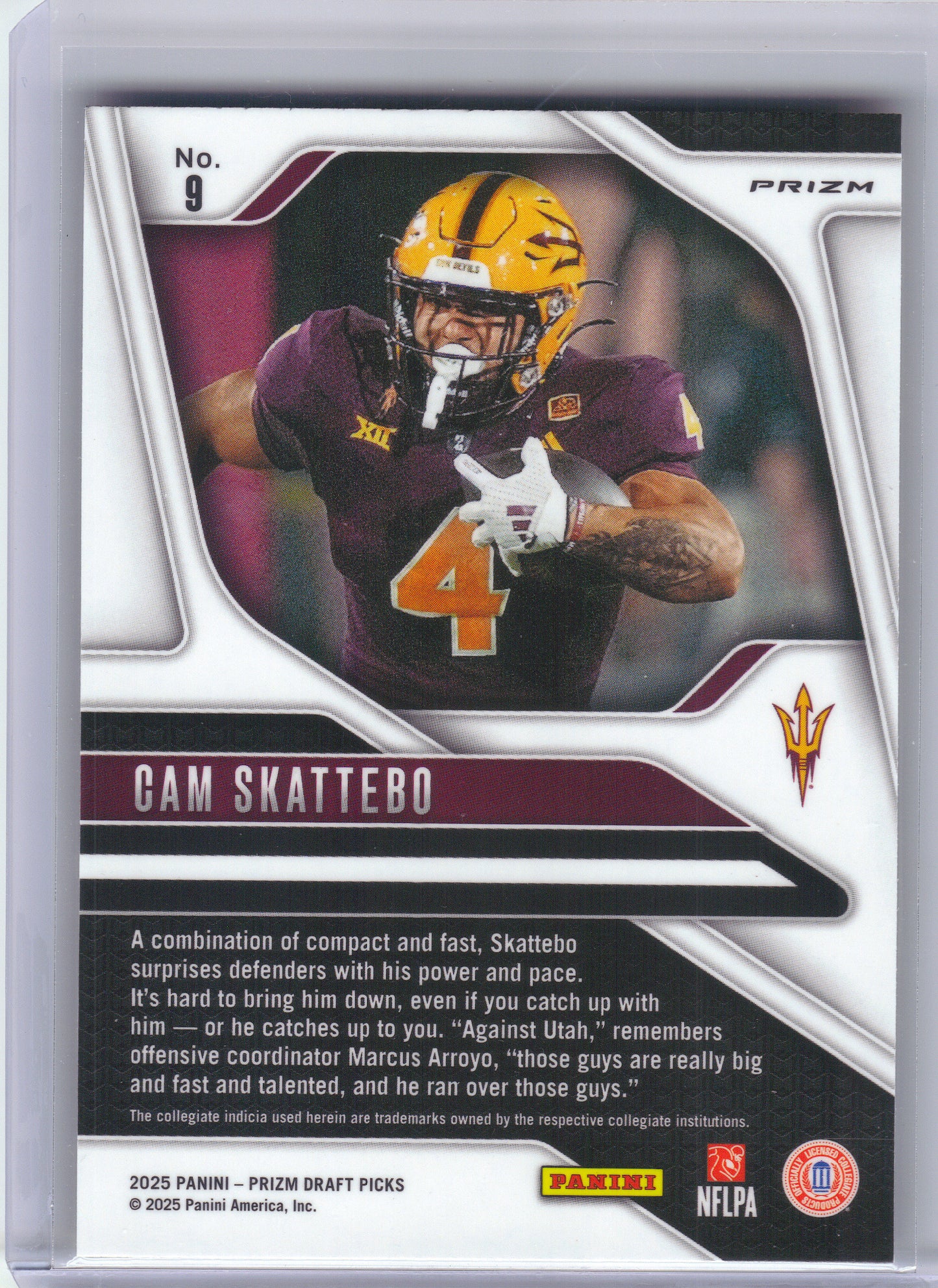 2025 Panini Prizm Draft Picks #9 Cam Skattebo Prizms Gold Ice Arizona State Sun Devils