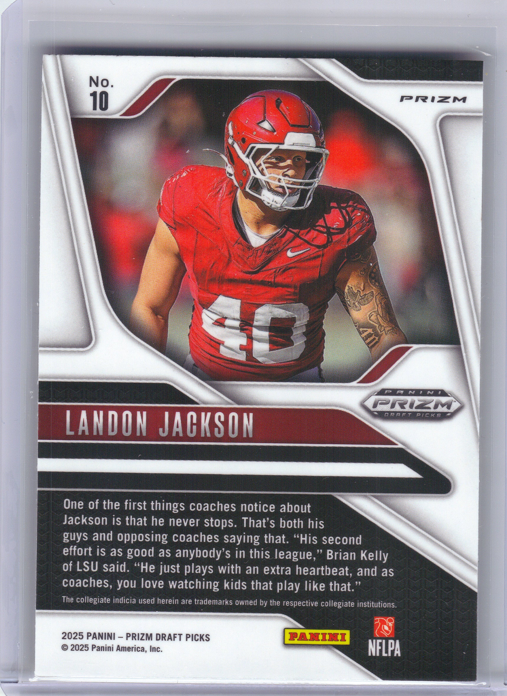 2025 Panini Prizm Draft Picks #10 Landon Jackson Prizms Gold Ice Arkansas Razorbacks