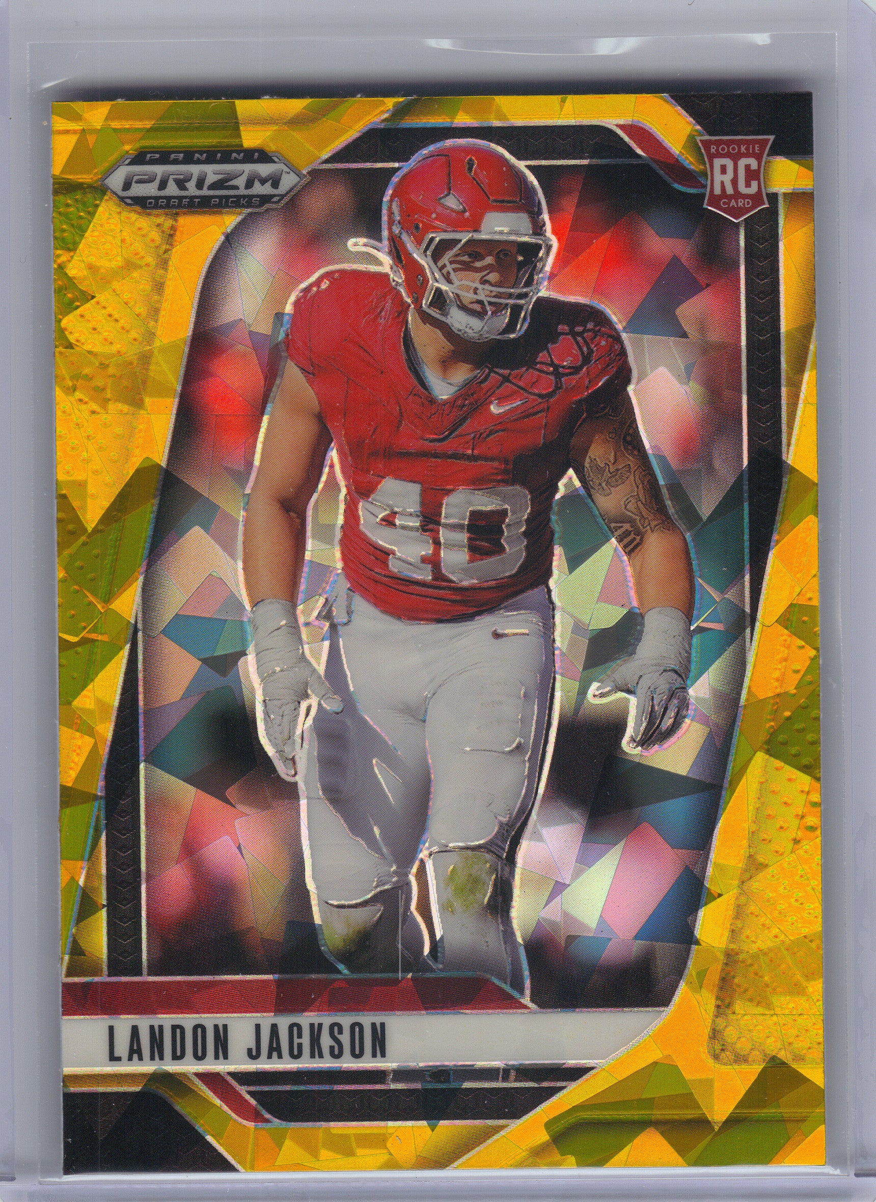 2025 Panini Prizm Draft Picks #10 Landon Jackson Prizms Gold Ice Arkansas Razorbacks