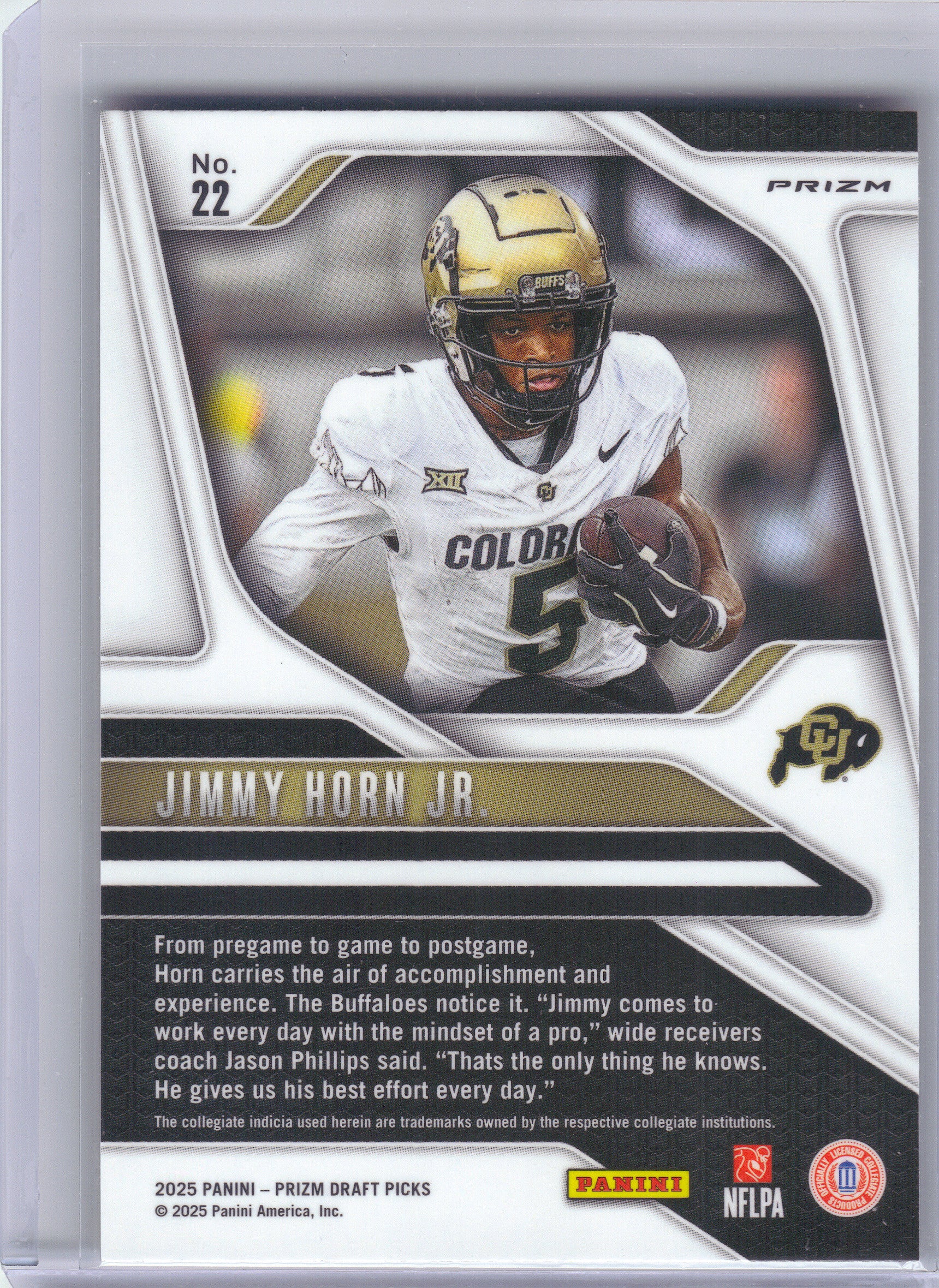 2025 Panini Prizm Draft Picks #22 Jimmy Horn Jr. Prizms Gold Ice Colorado Buffaloes