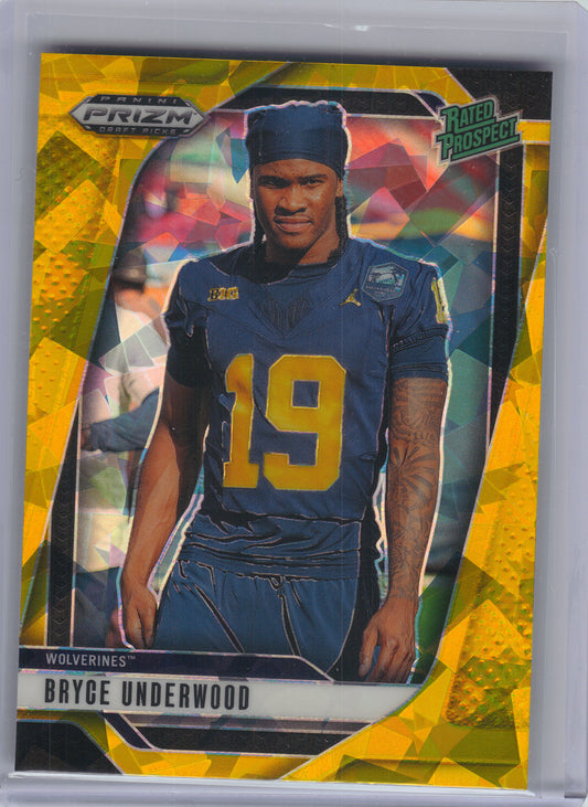 2025 Panini Prizm Draft Picks #28 Bryce Underwood Prizms Gold Ice Michigan Wolverines