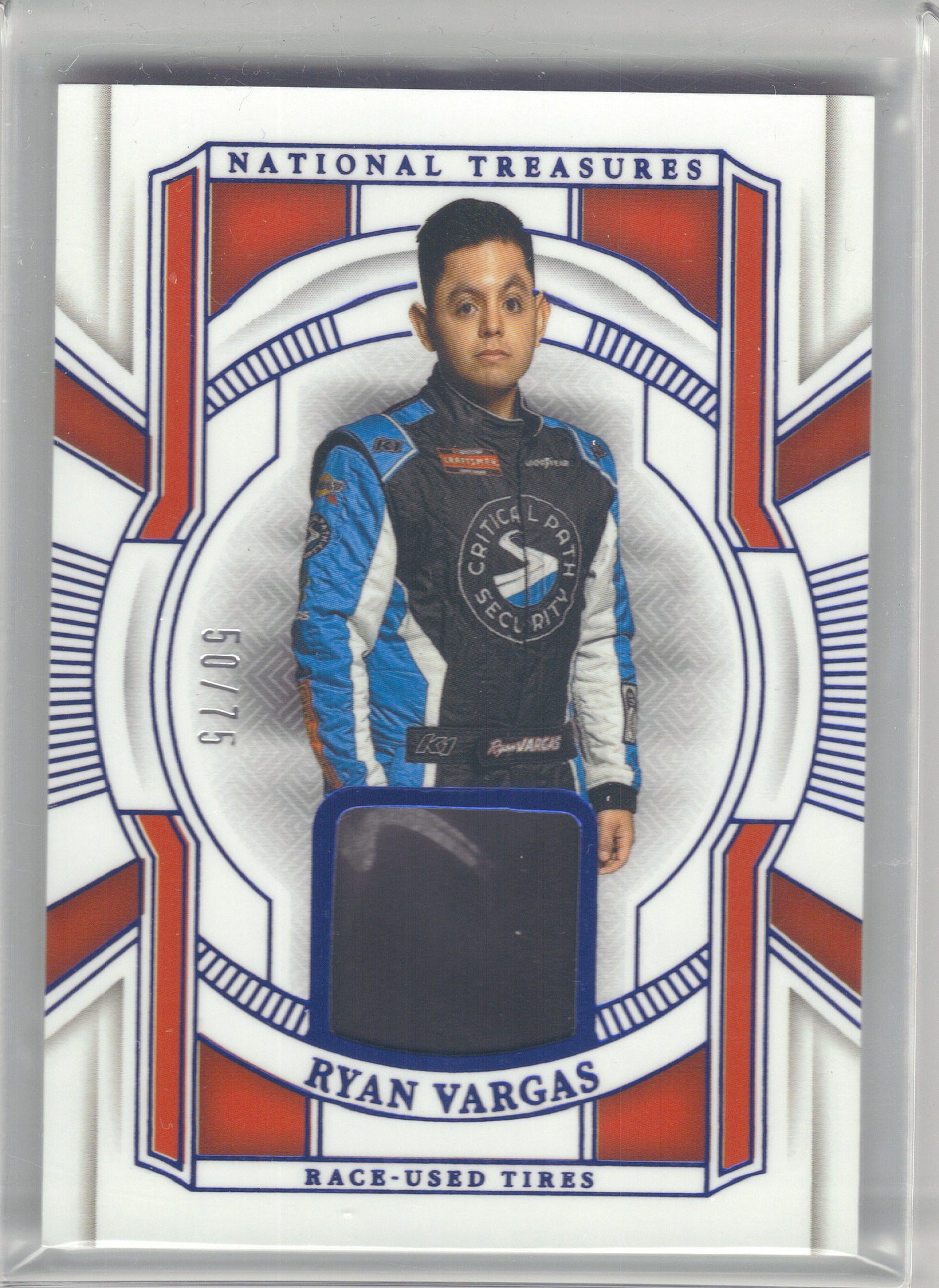 2025 Panini National Treasures #RUT-RVG Ryan Vargas Race Used Tires Blue #/75 On Point Motorsports SN, MEM