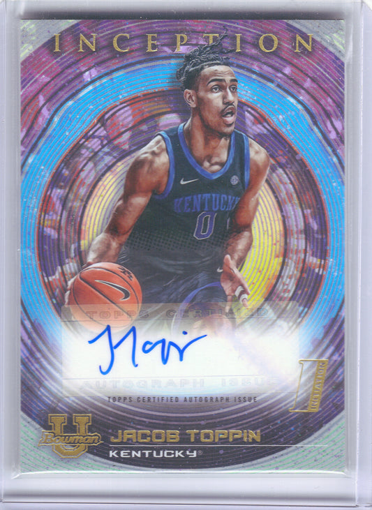 2022-23 Bowman University Inception #BIA-JTN Jacob Toppin Base Autographs Kentucky Wildcats AU