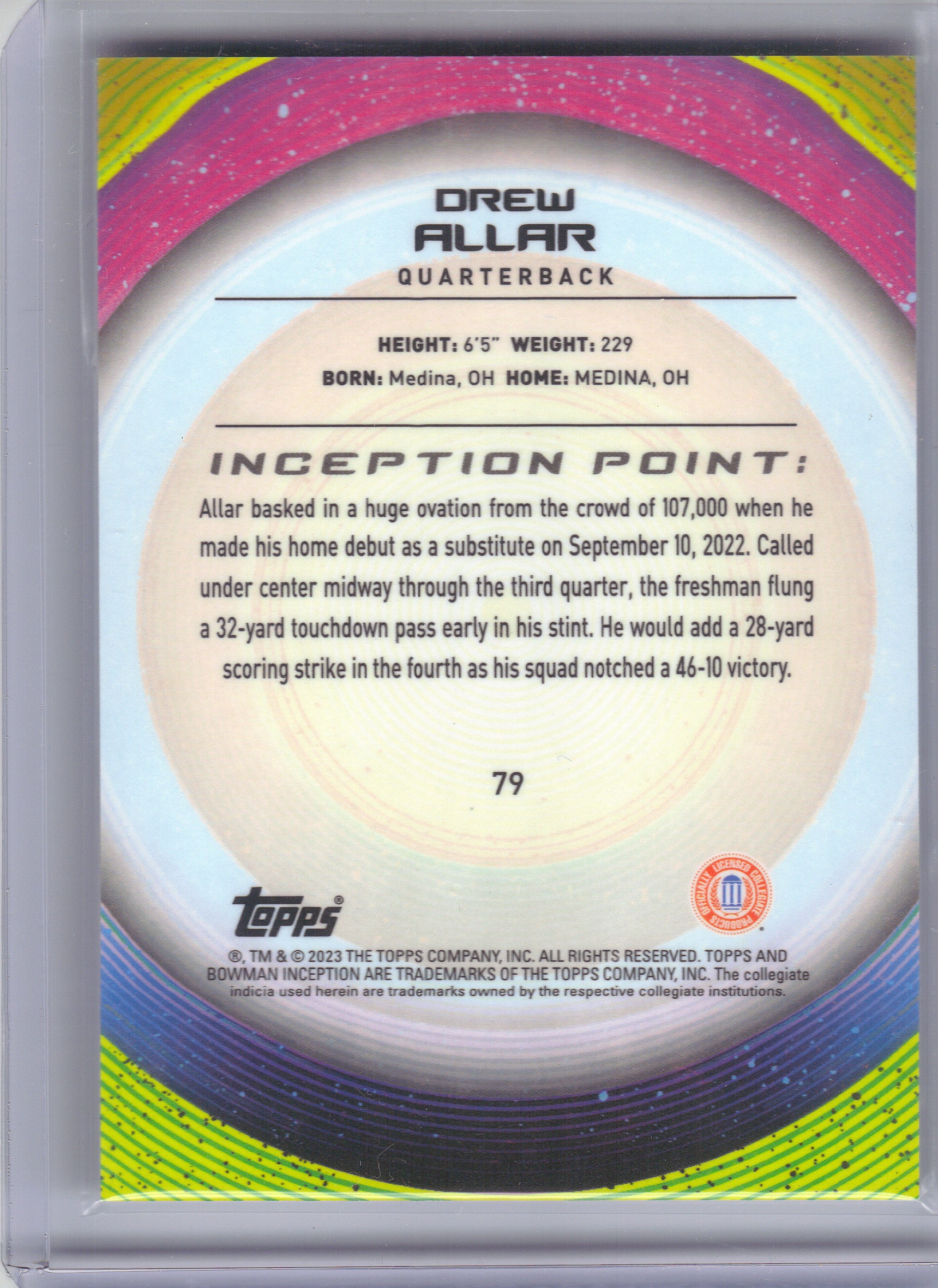 2022-23 Bowman University Inception #79 Drew Allar Penn State Nittany Lions