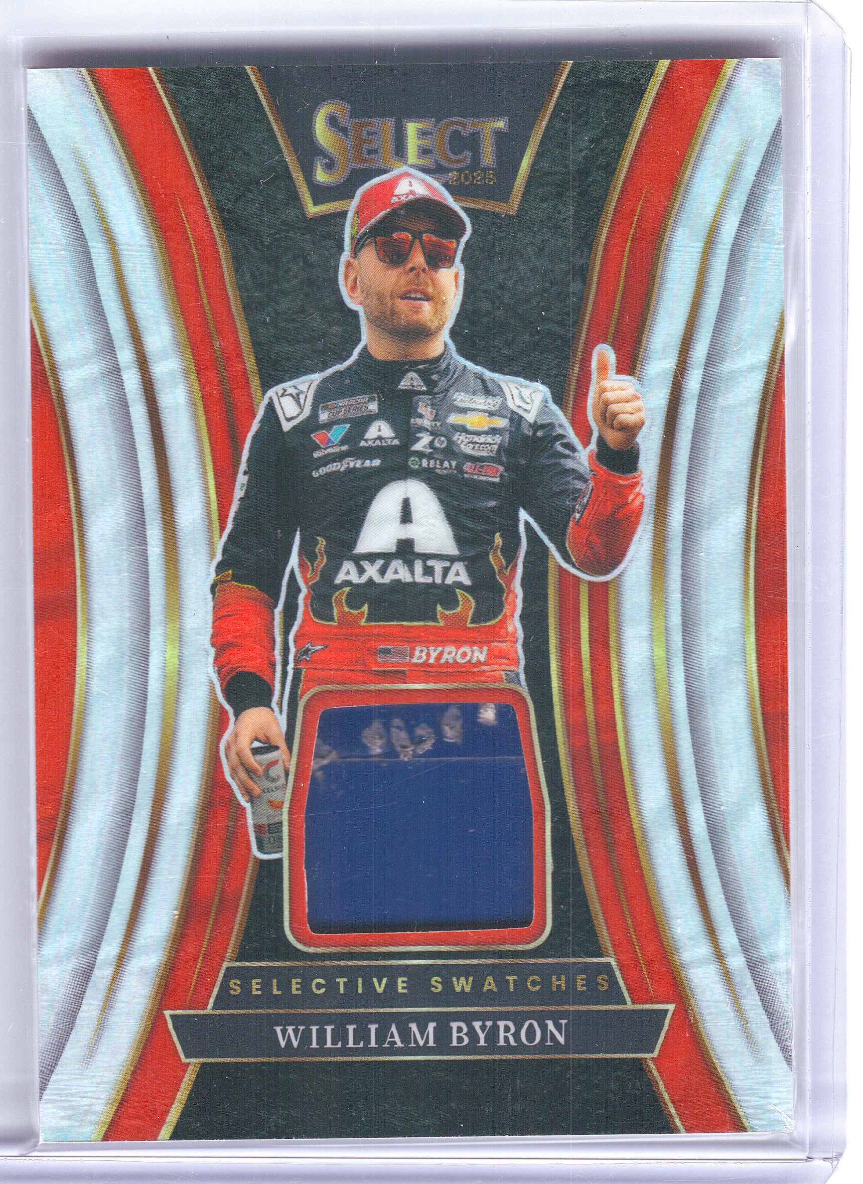 2025 Panini Select #SS-WBN William Byron Selective Swatches Red Prizms #/49 Hendrick Motorsports SN, MEM
