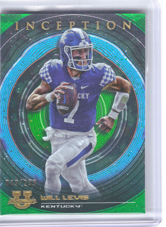 2022-23 Bowman University Inception #20 Will Levis Green Foil #/299 Kentucky Wildcats SN