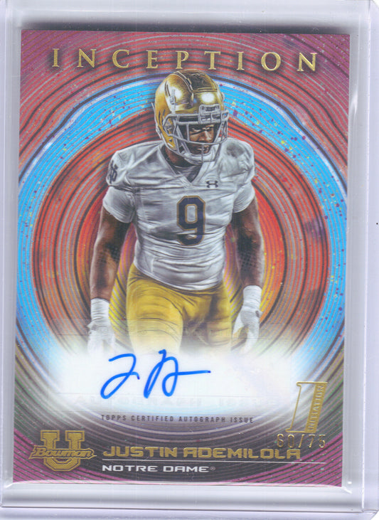 2022-23 Bowman University Inception #BIA-JAA Justin Ademilola Base Autographs Notre Dame Fighting Irish AU