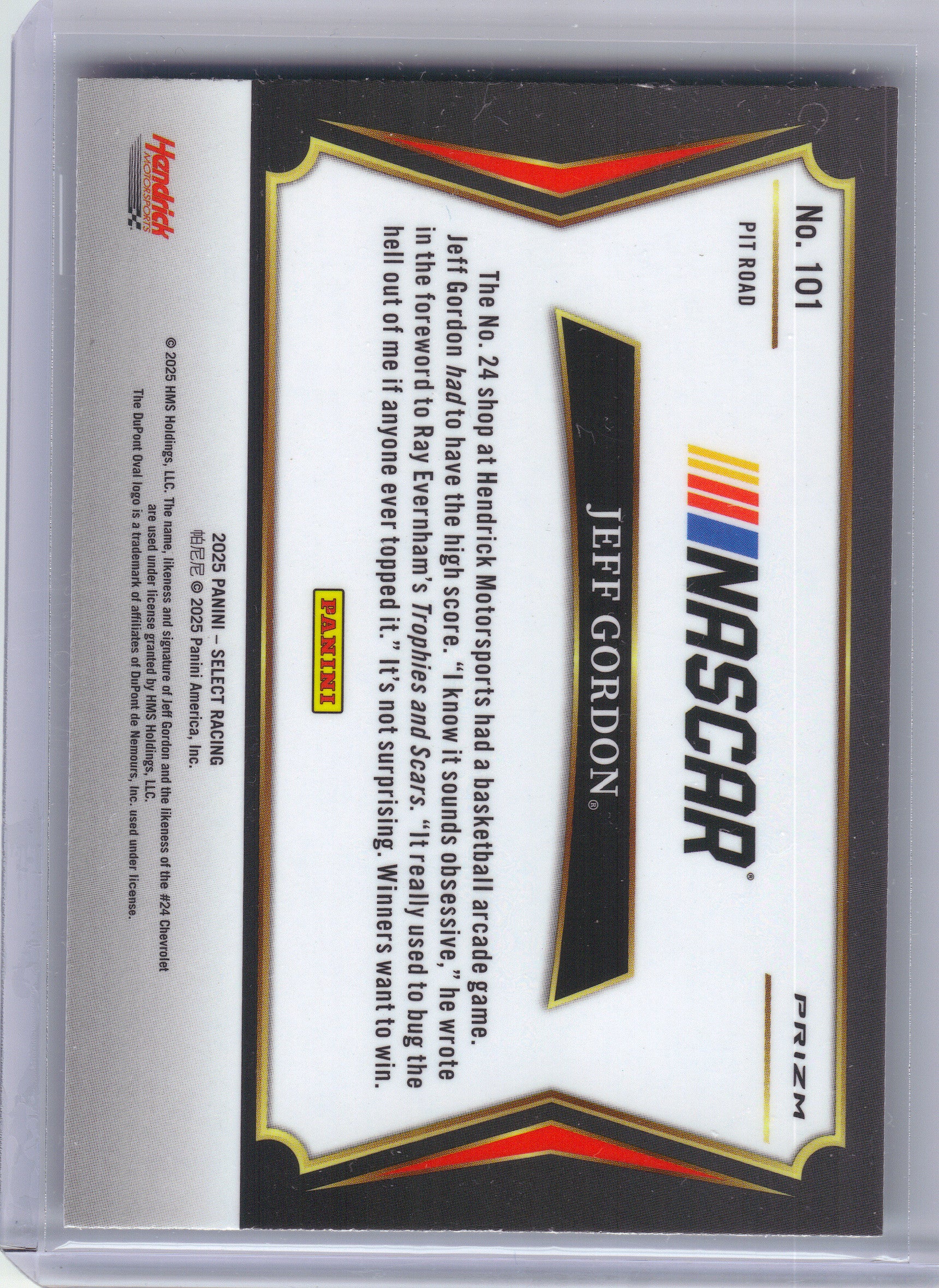 2025 Panini Select #101 Jeff Gordon Silver Prizms Hendrick Motorsports