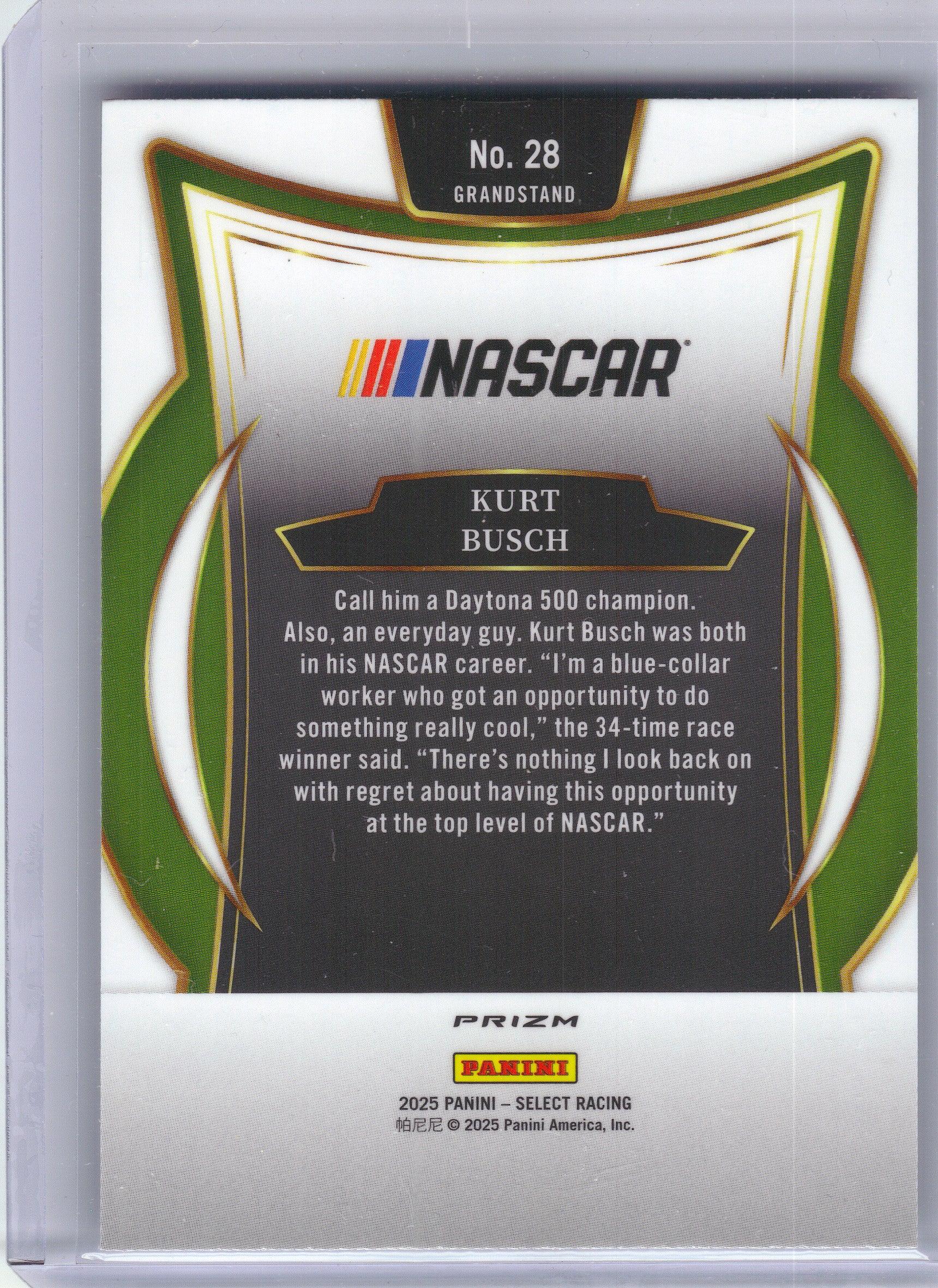 2025 Panini Select #28 Kurt Busch Silver Prizms 23XI Racing