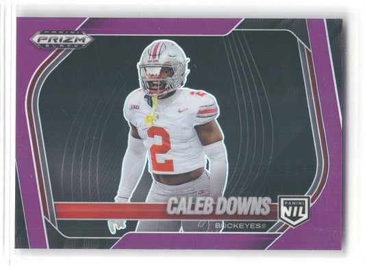 2025 Panini Prizm Black #190 Caleb Downs Prizms Purple #/99 Ohio State Buckeyes SN
