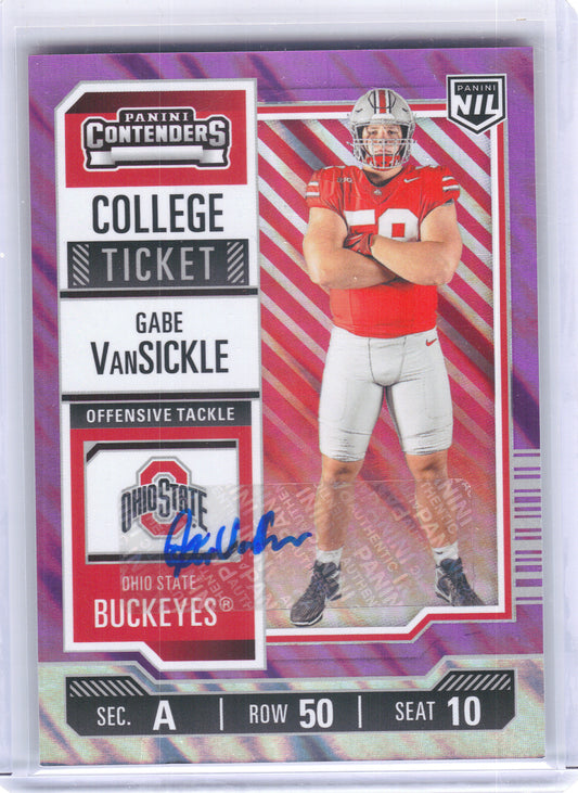 2025 Panini Ohio State University #8 Gabe VanSickle Autographs Purple #/50 Ohio State Buckeyes SN,AU