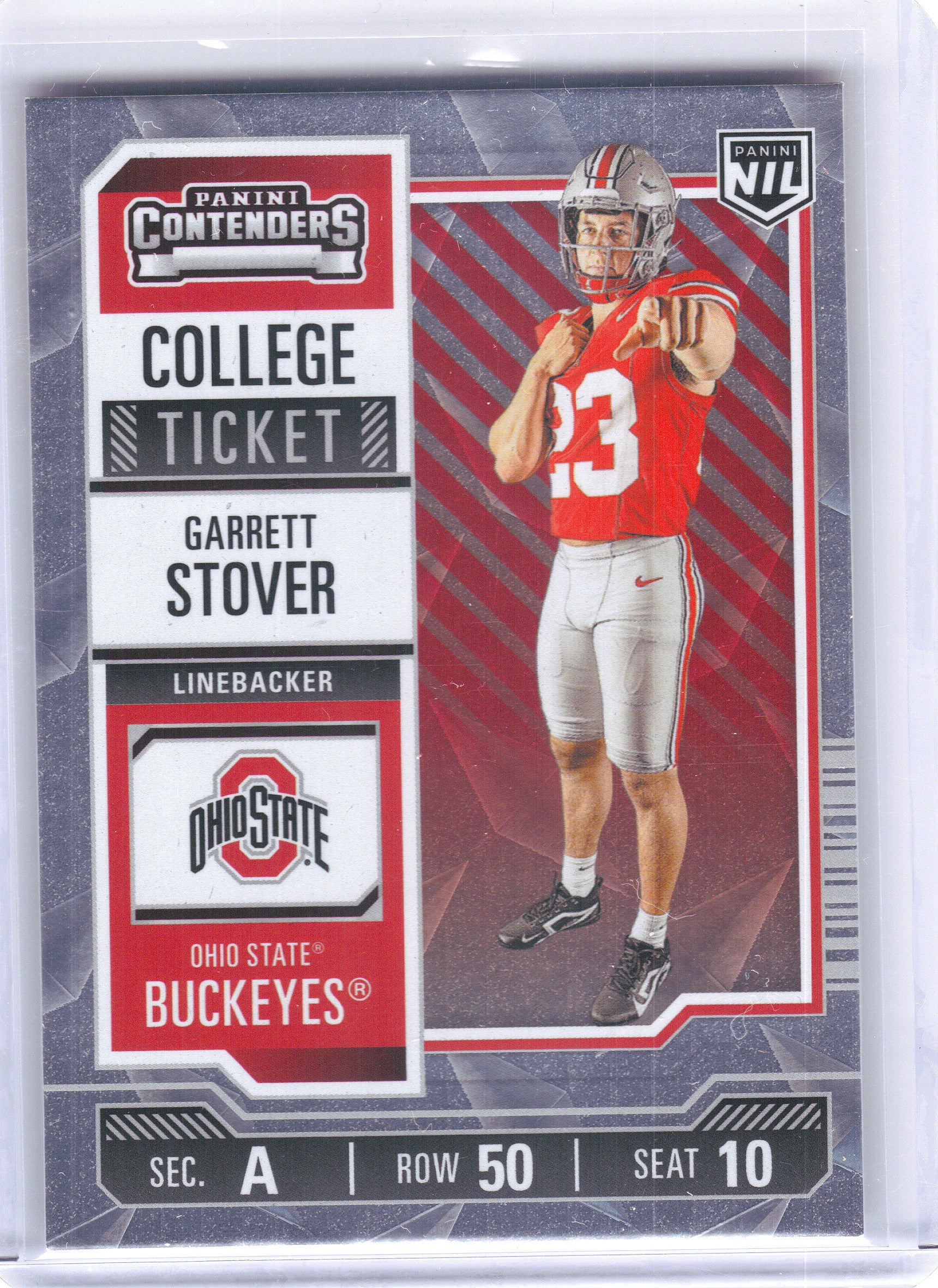 2025 Panini Ohio State University #10 Garrett Stover Diamond Plate Ohio State Buckeyes