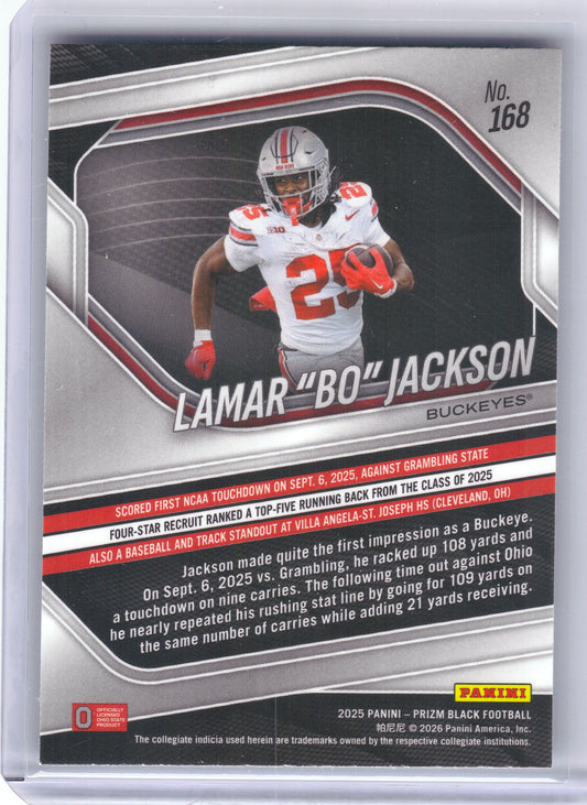 2025 Panini Prizm Black #168 Lamar “Bo” Jackson Ohio State Buckeyes