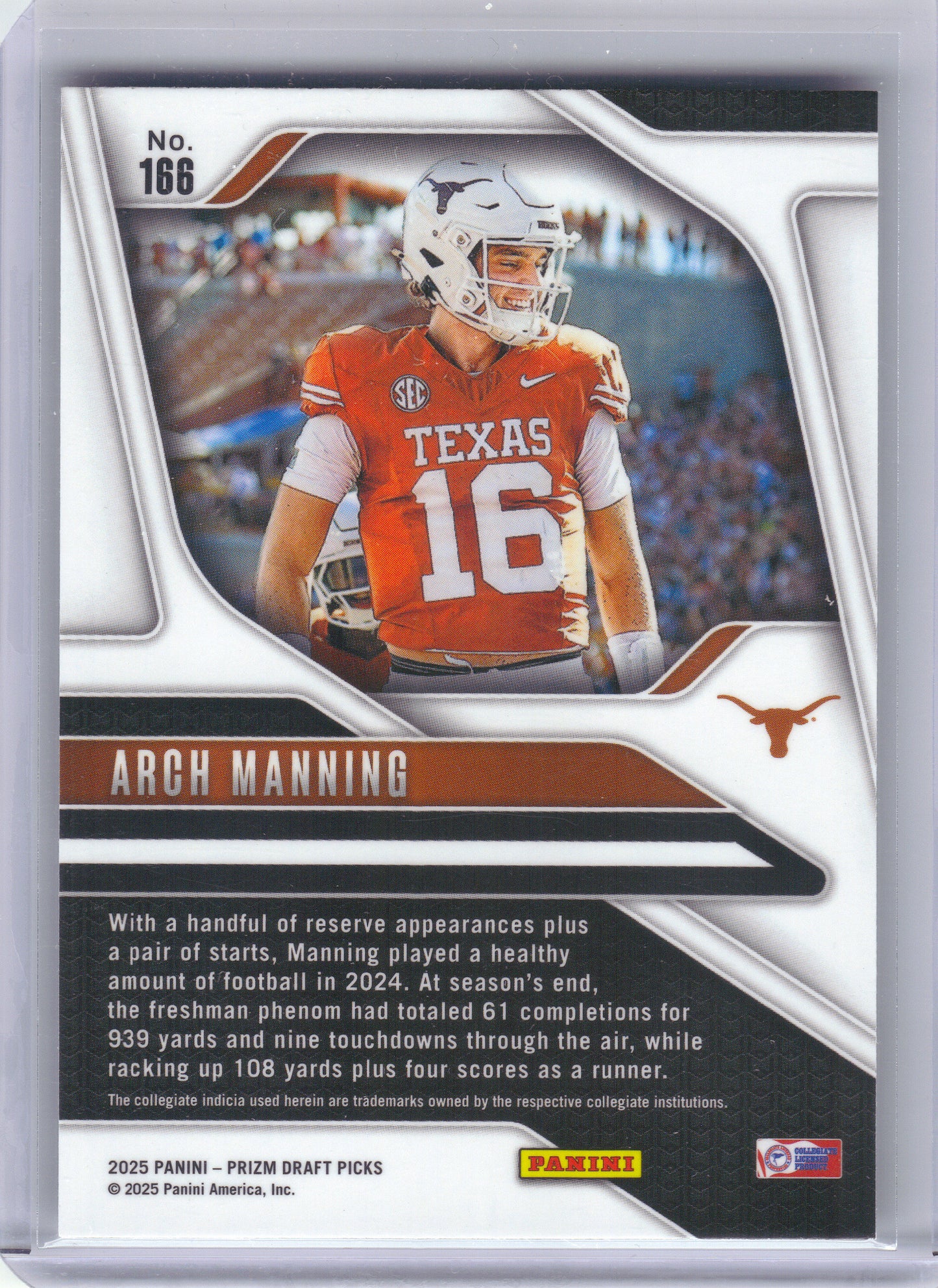 2025 Panini Prizm Draft Picks #166 Arch Manning Texas Longhorns