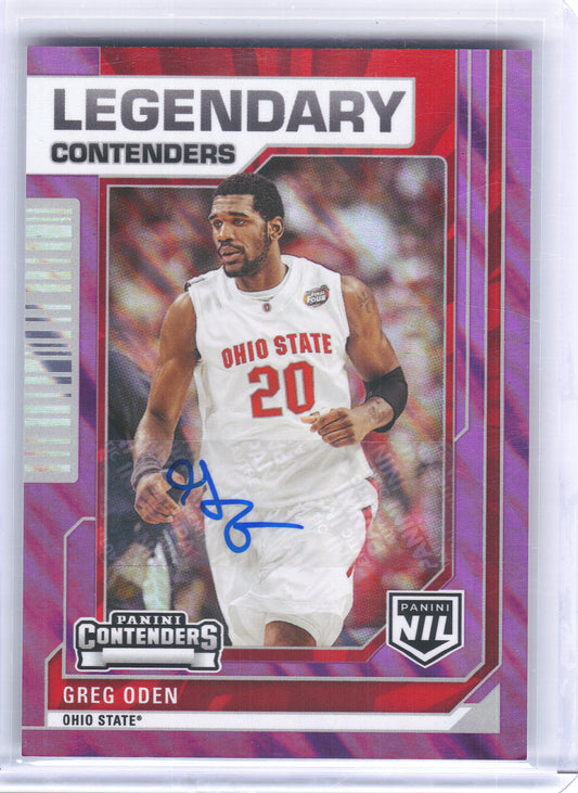 2025 Panini Ohio State University #36 Greg Oden Autographs Purple #/50 Ohio State Buckeyes SN,AU
