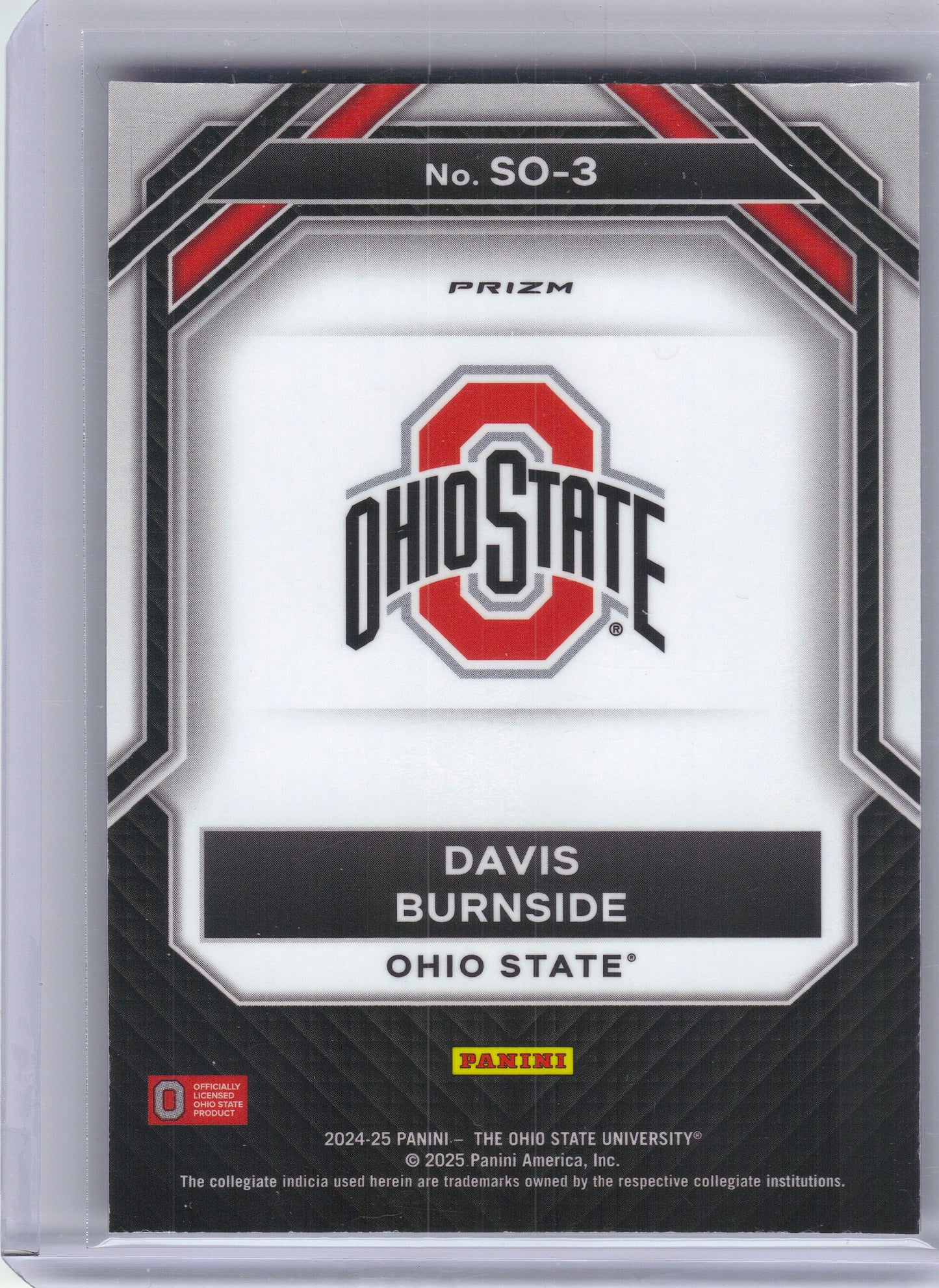 2025 Panini Ohio State University #SO-3 Davis Burnside Student Orientation Ohio State Buckeyes