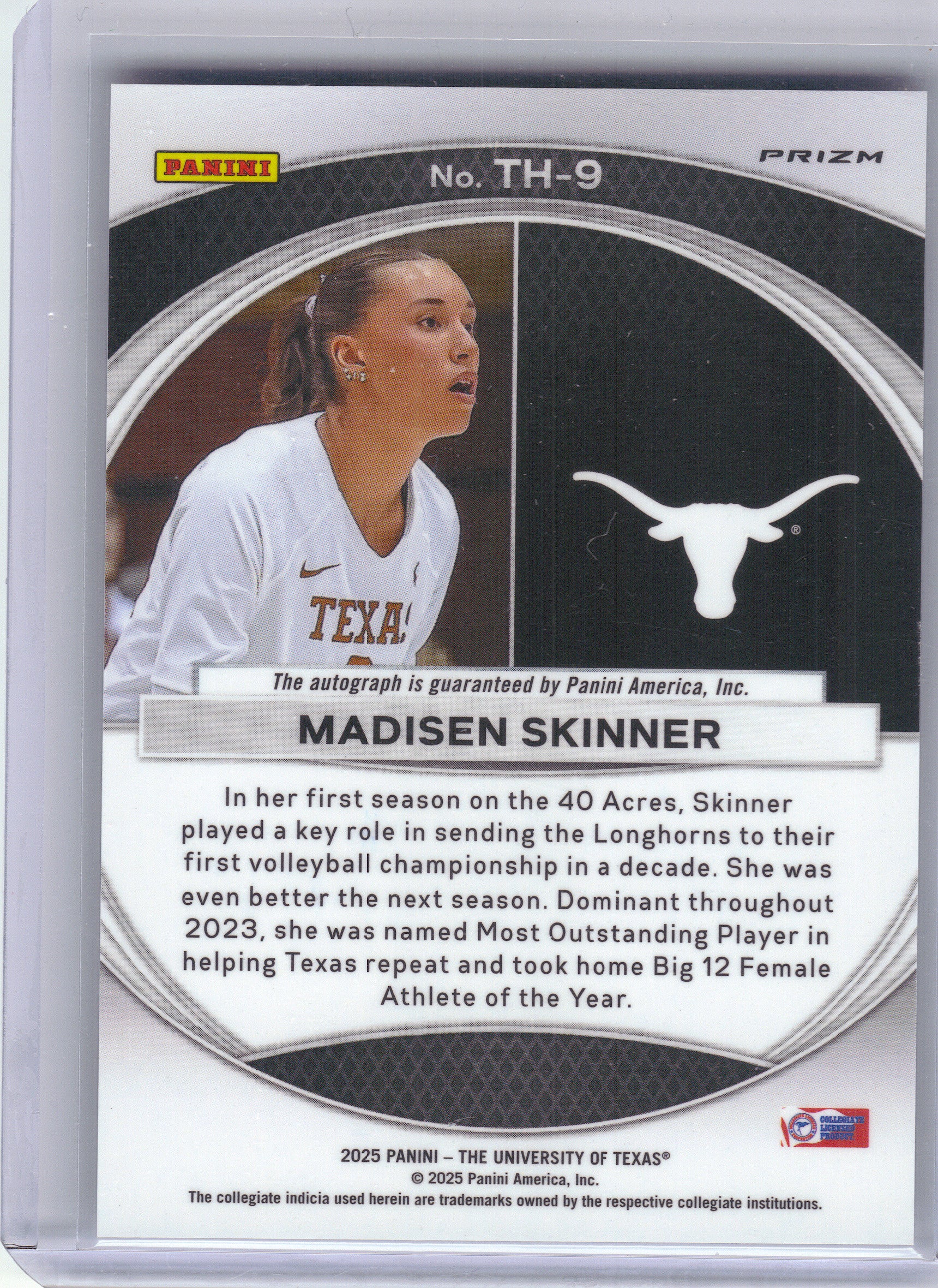 2025 Panini NIL Texas Longhorns #TH-9 Madisen Skinner PRIZM SILVER Texas Longhorns Auto