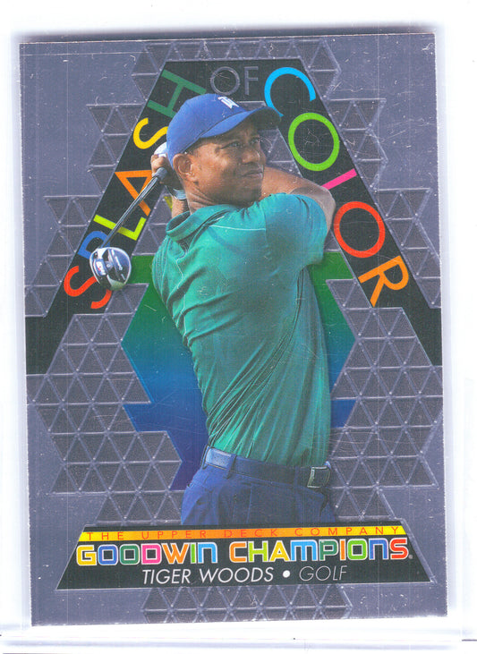 2022 Upper Deck Goodwin Champions #SCP20 Tiger Woods Splash of Color Platinum