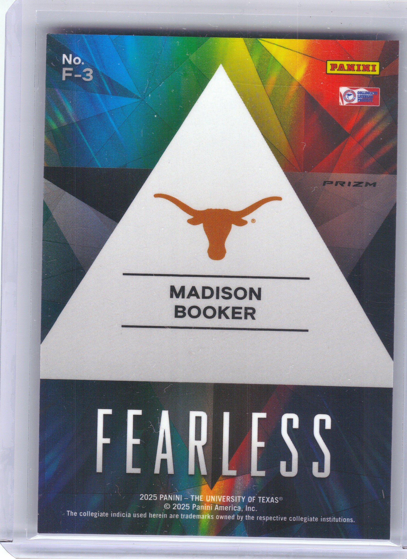 2025 Panini NIL Texas Longhorns #F-3 Madison Booker Fearless Texas Longhorns Camo Shimmer