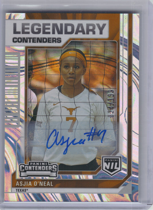 2025 Panini NIL Texas Longhorns #47 Asjia O’Neal Autographs Swirl #/199 Texas Longhorns SN,AU