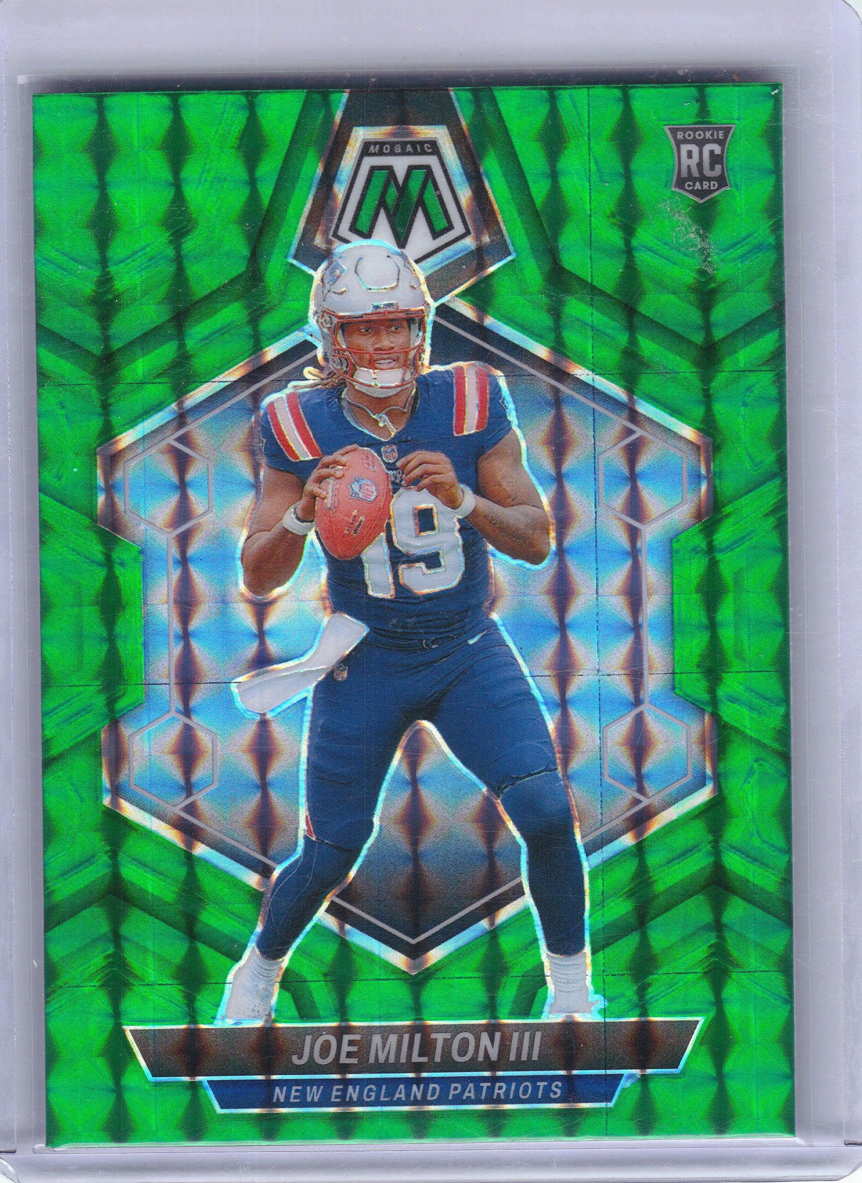 2024 Panini Mosaic #397 Joe Milton III Mosaic Green New England Patriots