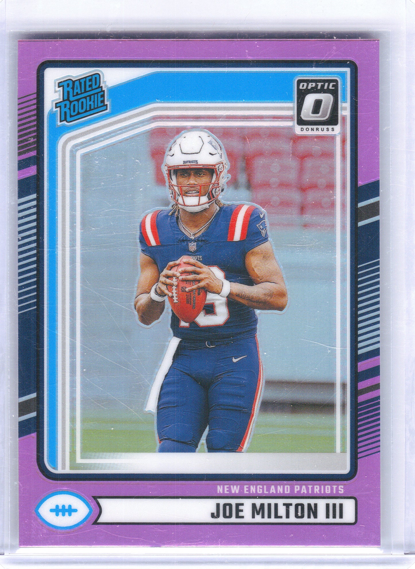 2024 Donruss #319 Joe Milton III Optic Rated Rookies Preview Pink New England Patriots RC