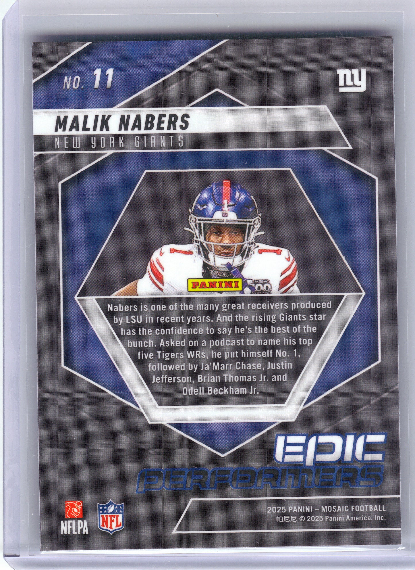 2025 Panini Mosaic #11 Malik Nabers Epic Performers New York Giants