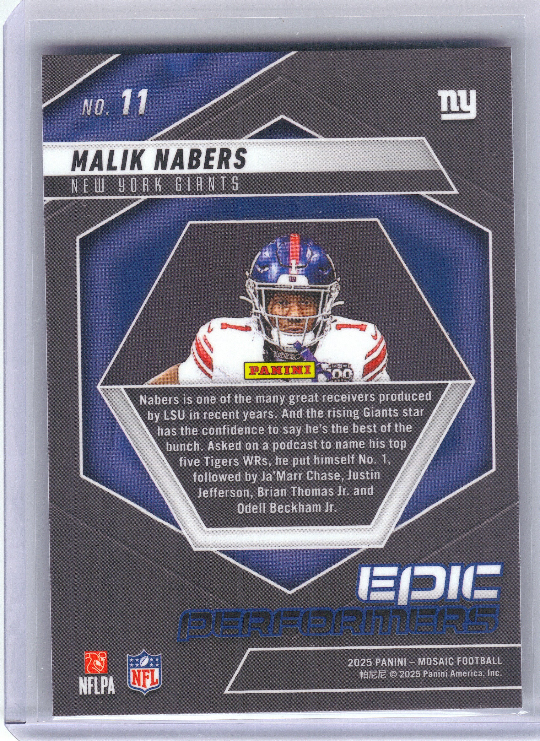 2025 Panini Mosaic #11 Malik Nabers Epic Performers New York Giants