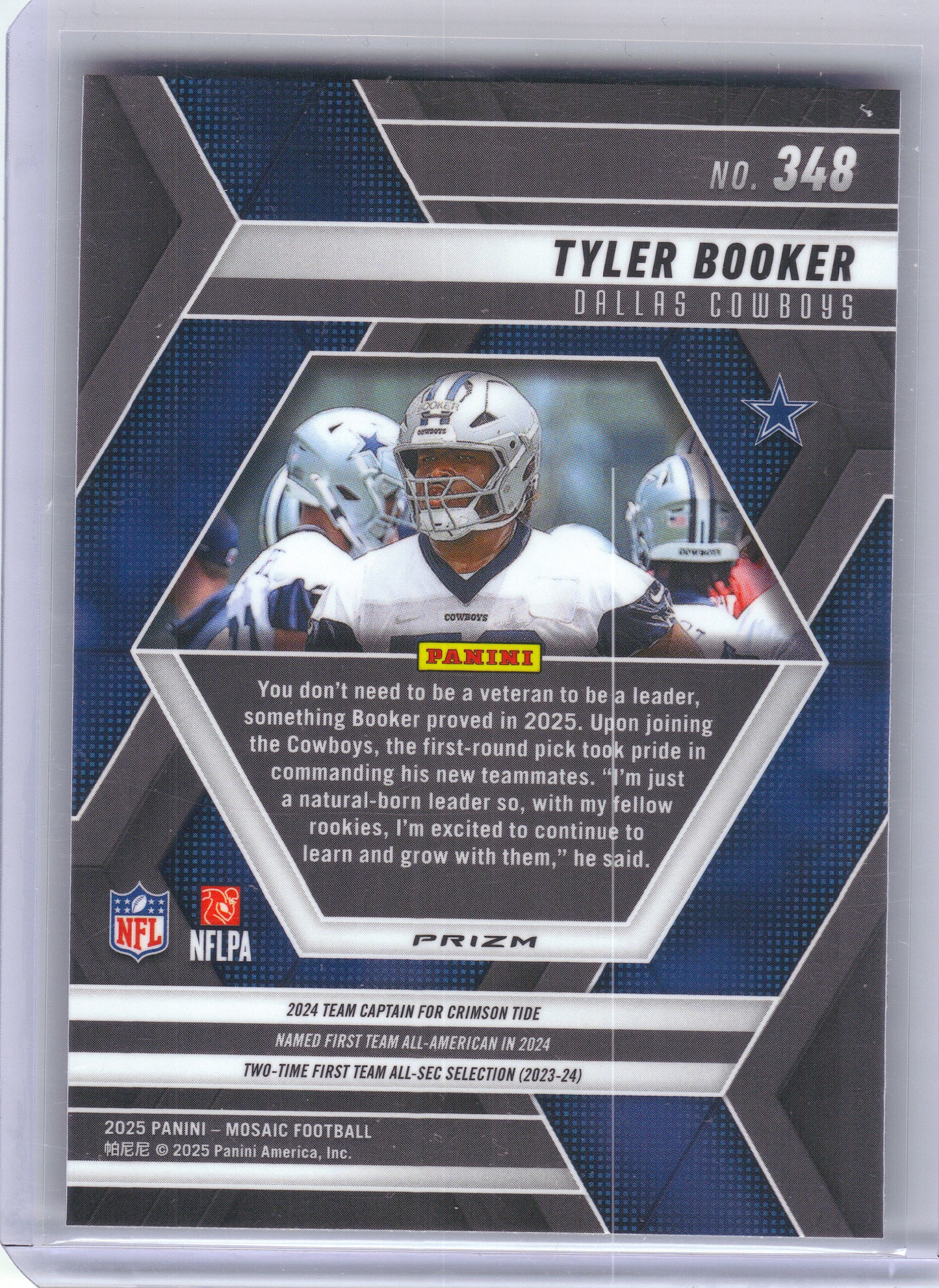2025 Panini Mosaic #348 Tyler Booker Mosaic Camo Pink Dallas Cowboys RC