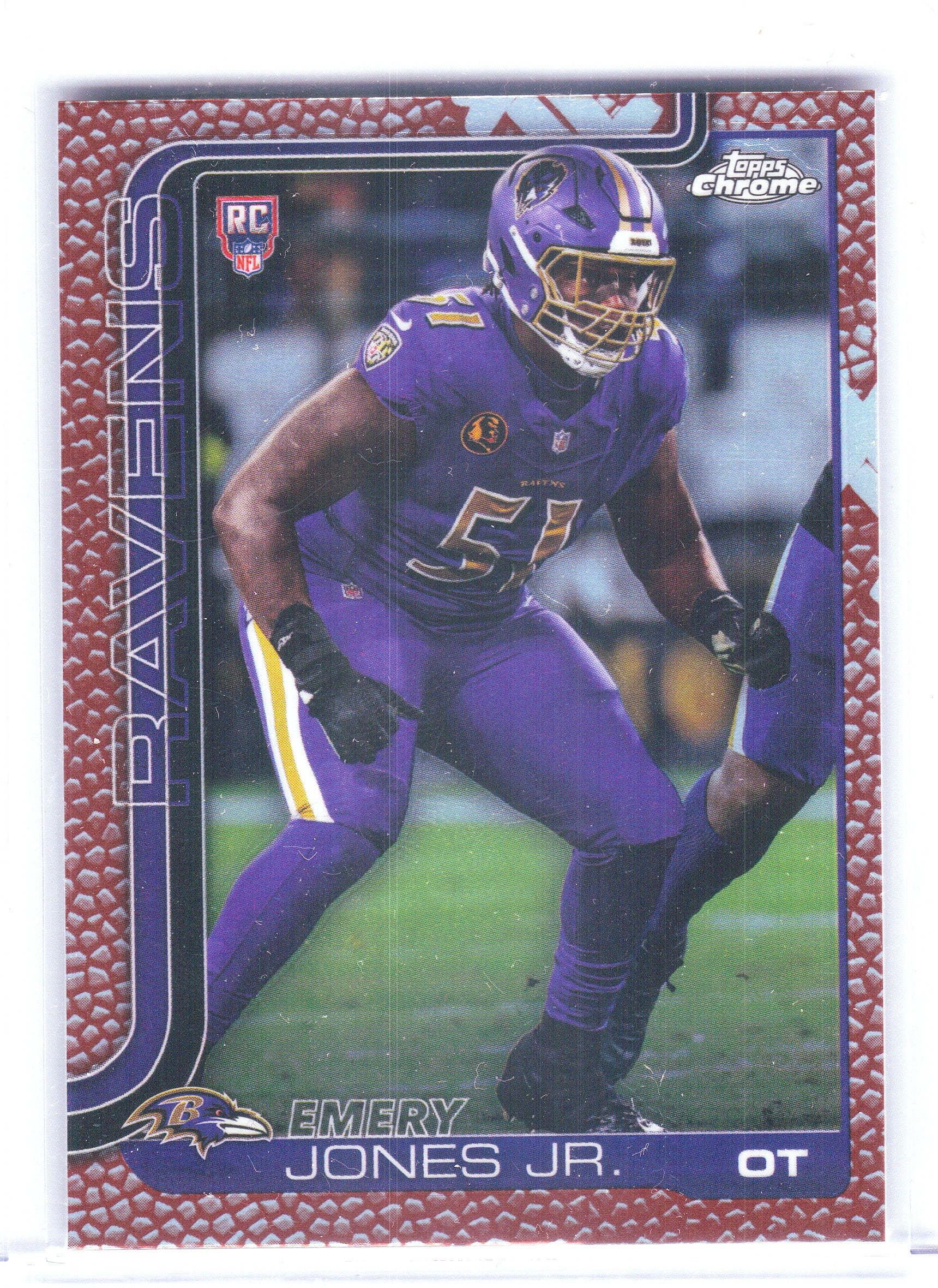 2025 Topps Chrome #386 Emery Jones Jr. Football Leather Refractor Baltimore Ravens RC