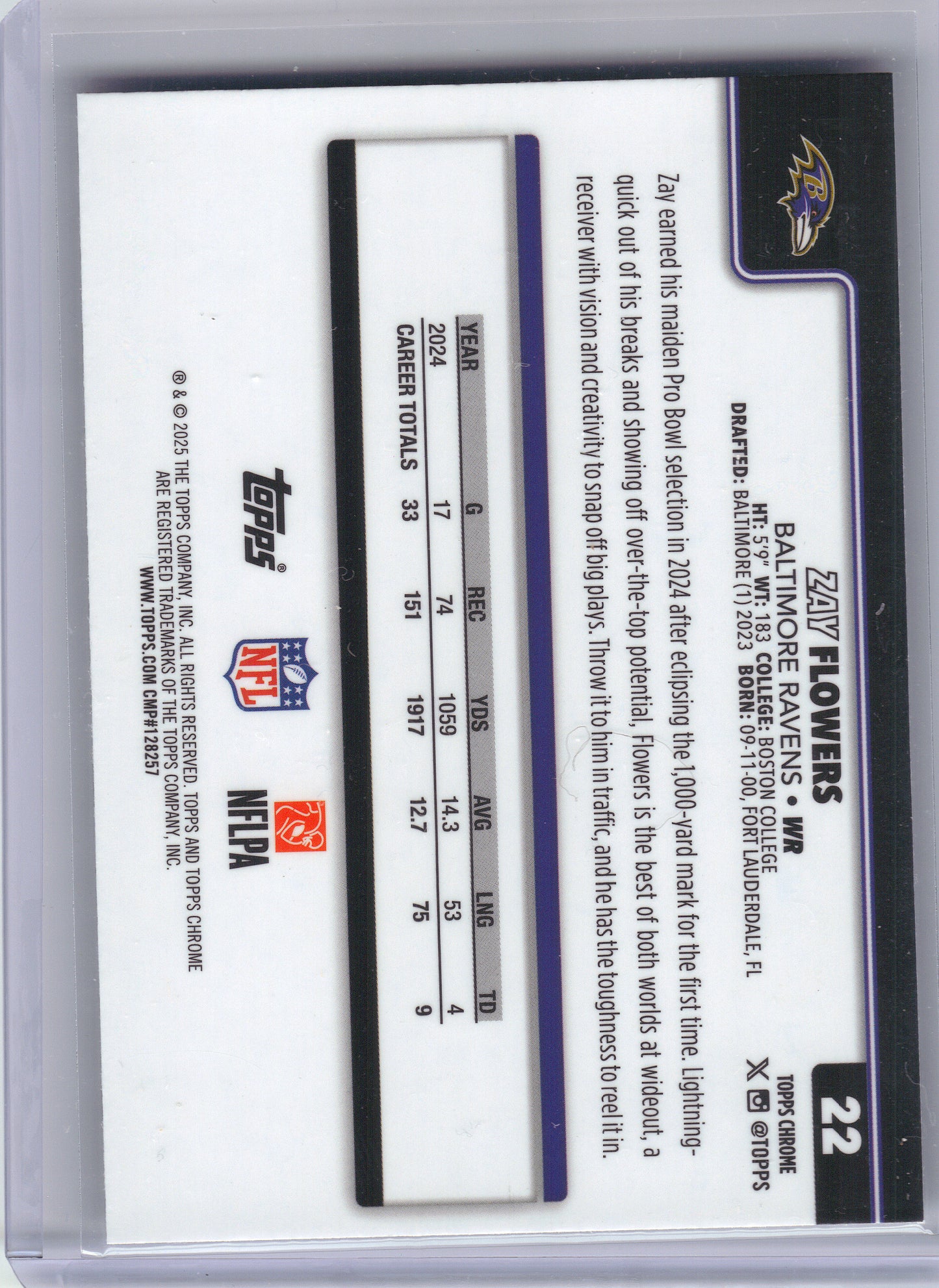 2025 Topps Chrome #22 Zay Flowers X-Fractor Baltimore Ravens