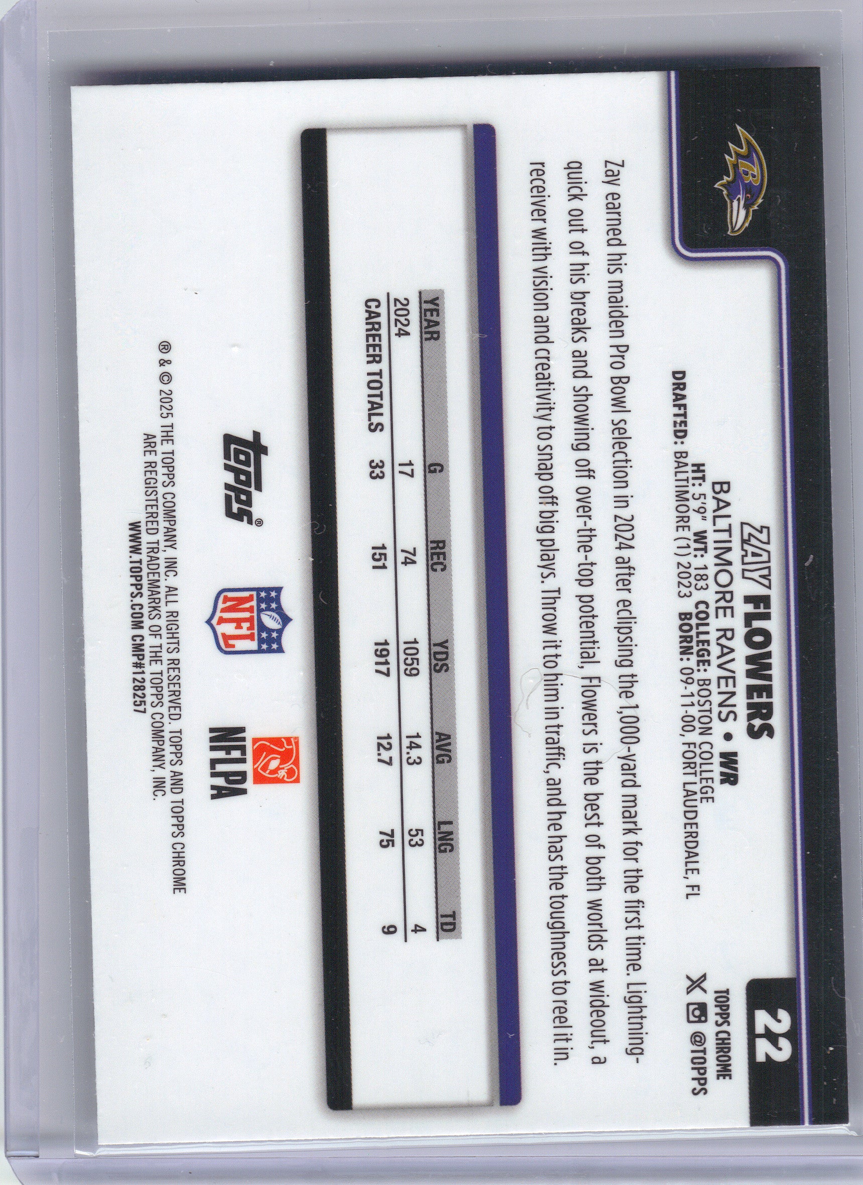 2025 Topps Chrome #22 Zay Flowers X-Fractor Baltimore Ravens
