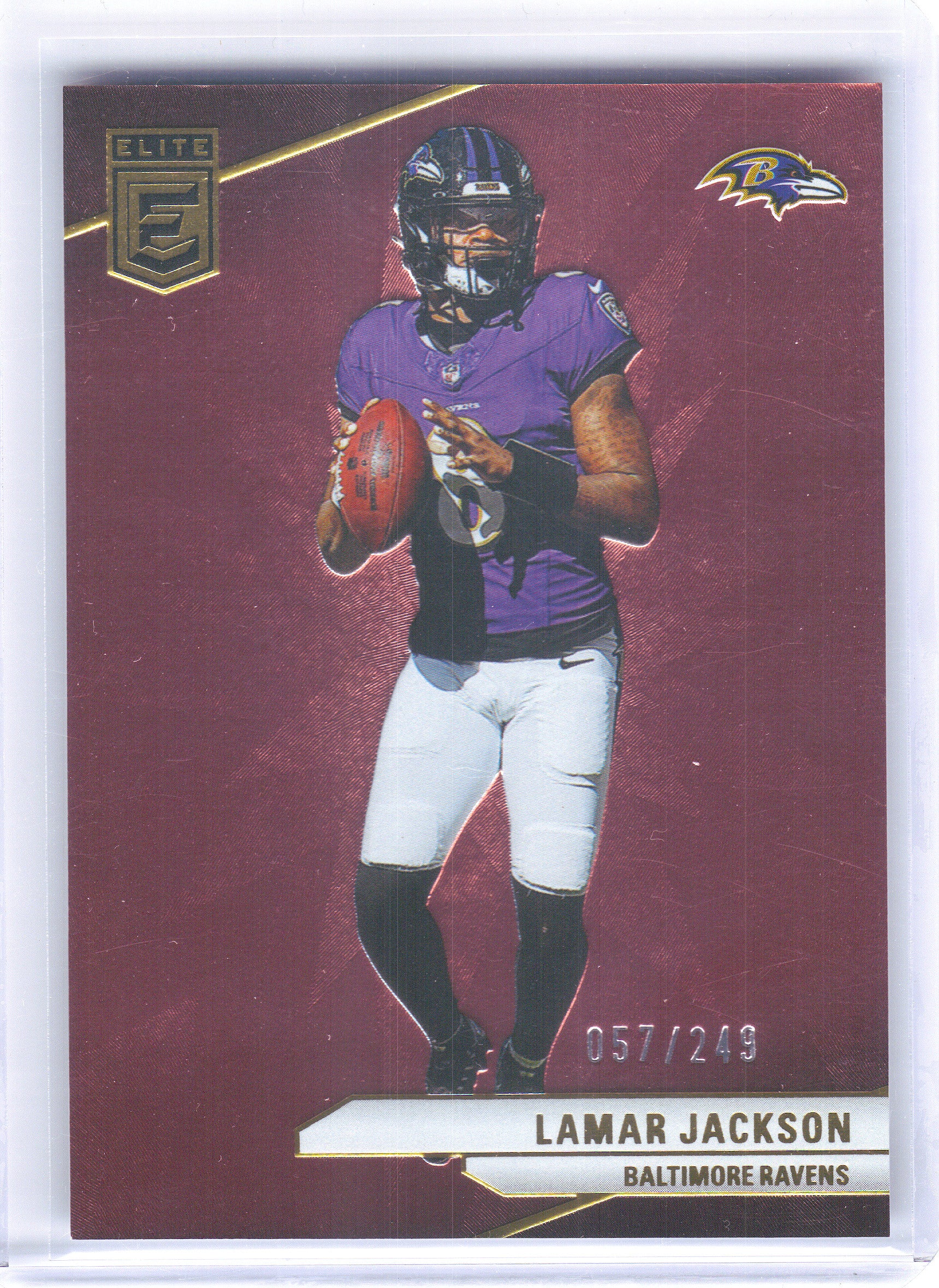 2024 Donruss Elite #75 Lamar Jackson Maroon #/249 Baltimore Ravens SN