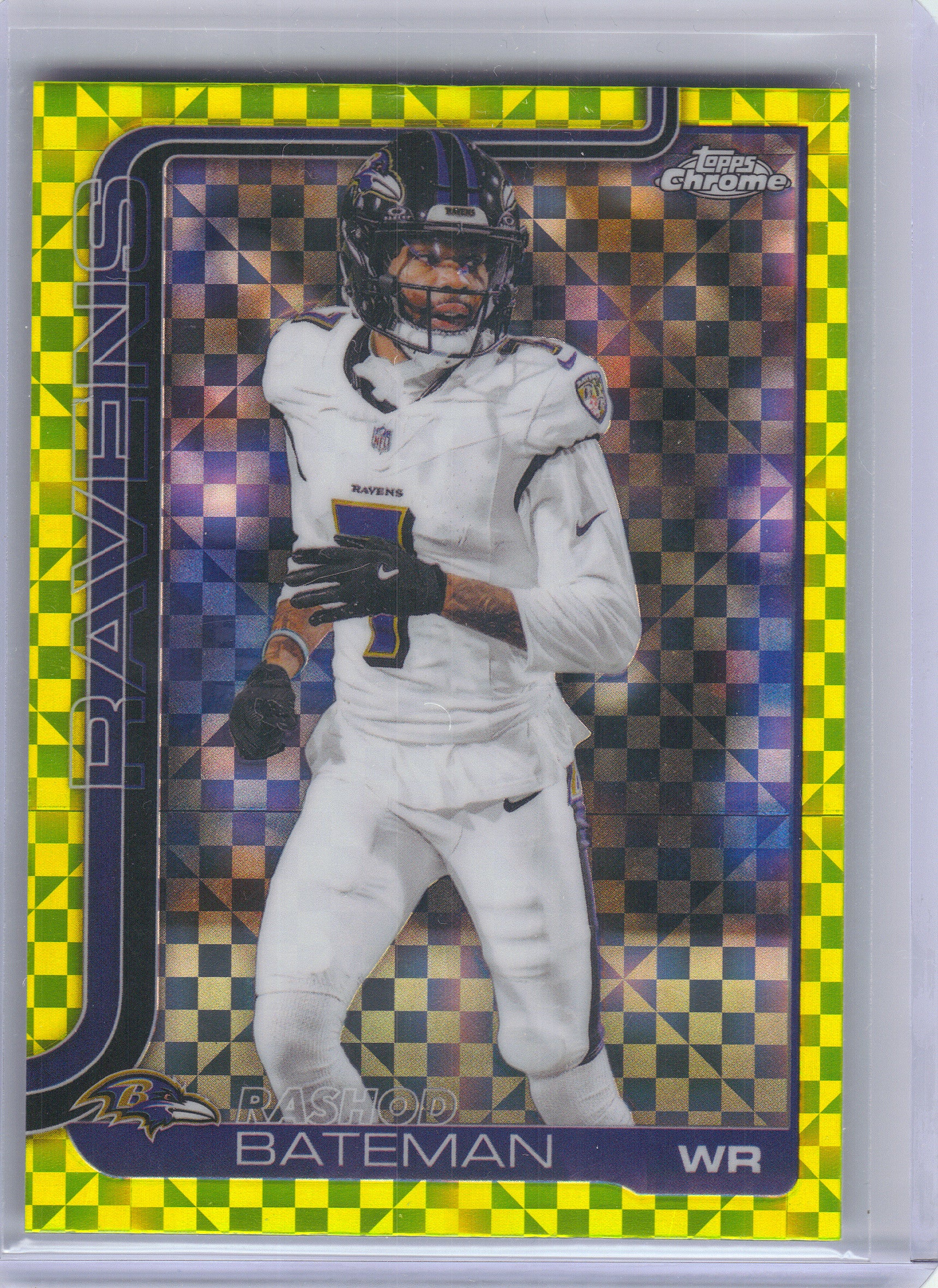 2025 Topps Chrome #21 Rashod Bateman Lime Green X-Fractor Baltimore Ravens