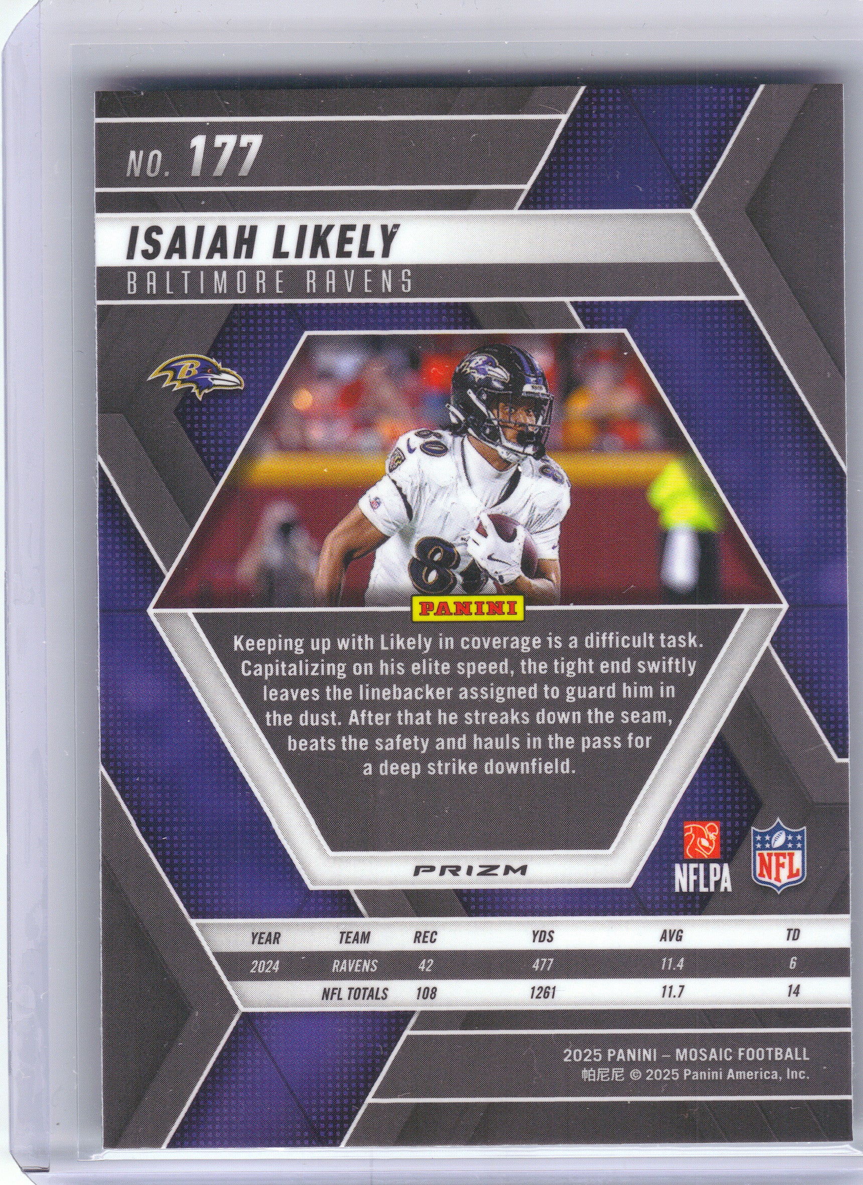 2025 Panini Mosaic #177 Isaiah Likely Mosaic Green Baltimore Ravens