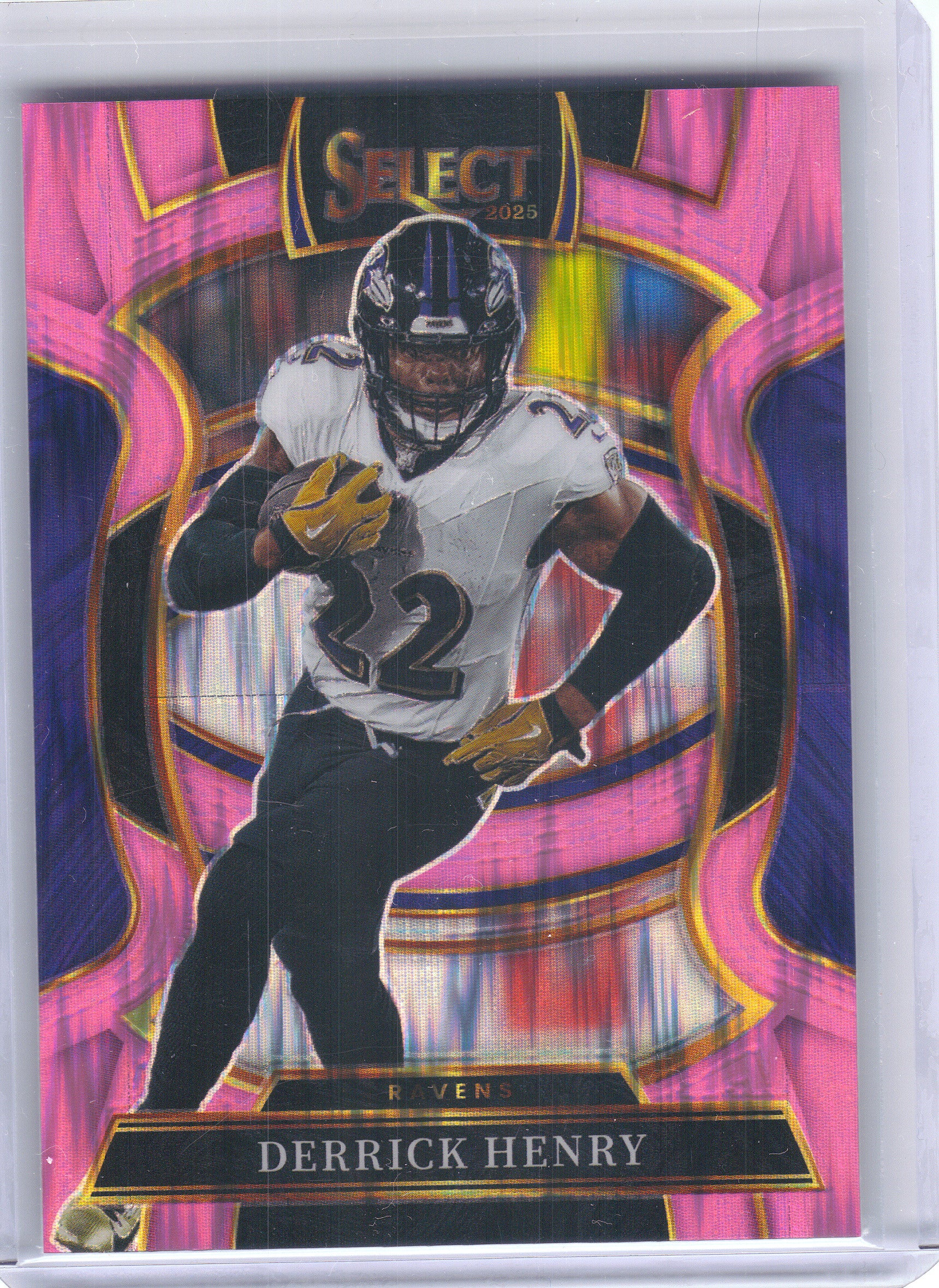 2025 Panini Select #60 Derrick Henry Pink Prizm Shock Baltimore Ravens