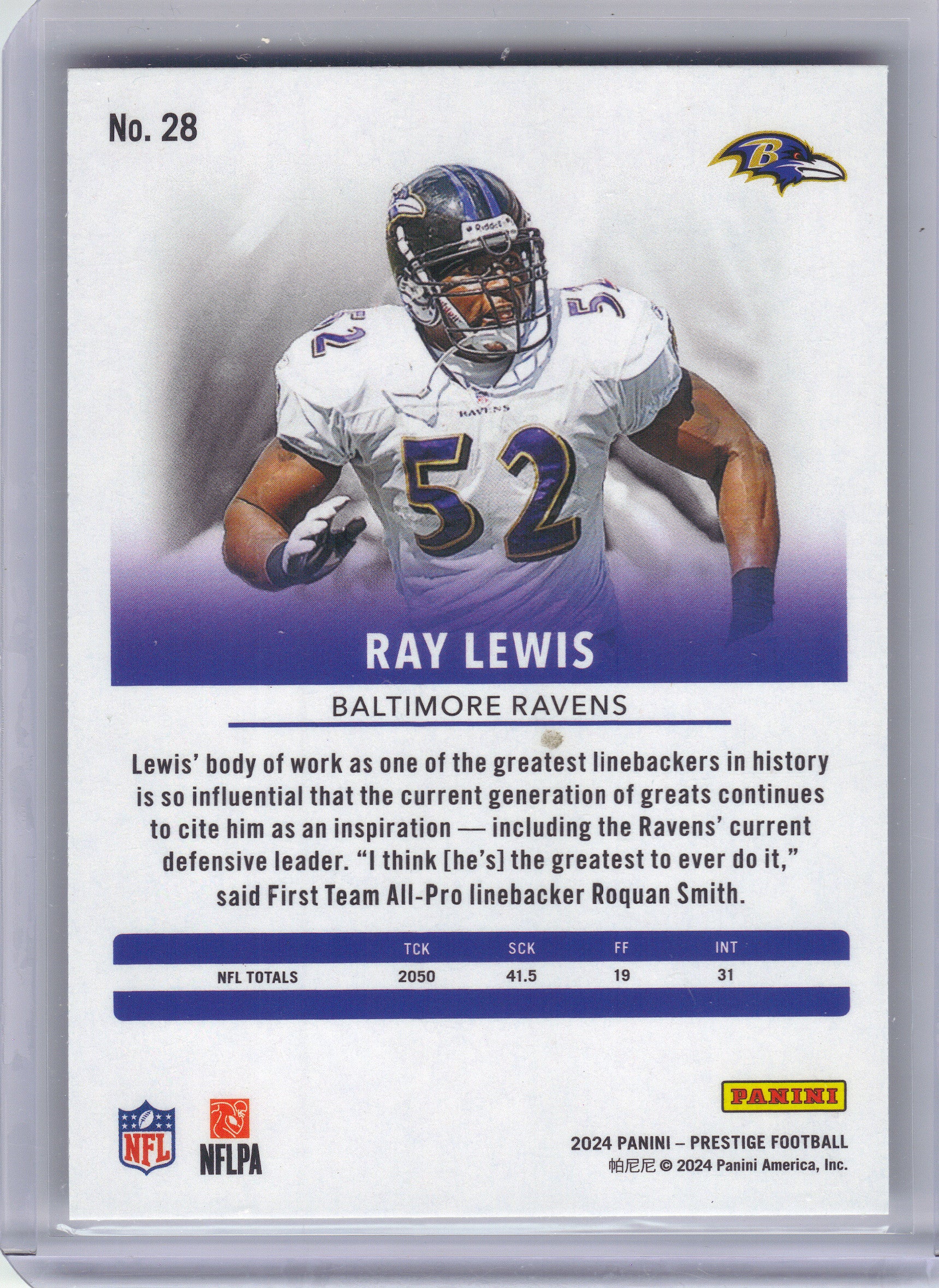 2024 Panini Prestige #28 Ray Lewis Hyper Xtra Points Baltimore Ravens