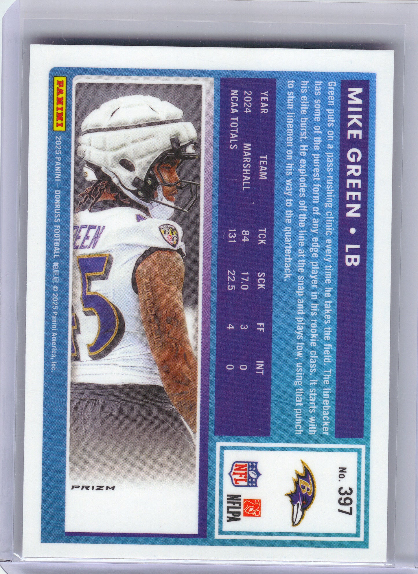 2025 Donruss Optic #250 Mike Green Pink Baltimore Ravens RC