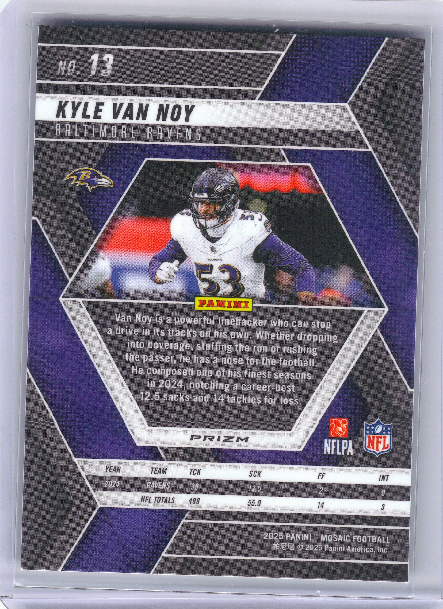 2025 Panini Mosaic #13 Kyle Van Noy Mosaic Green Baltimore Ravens