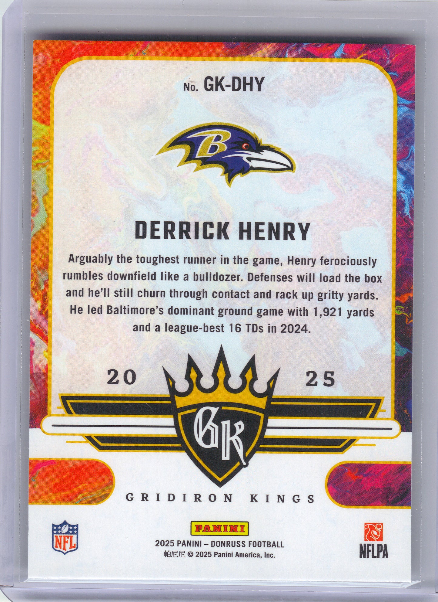 2025 Donruss #GK-DHY Derrick Henry Gridiron Kings Baltimore Ravens