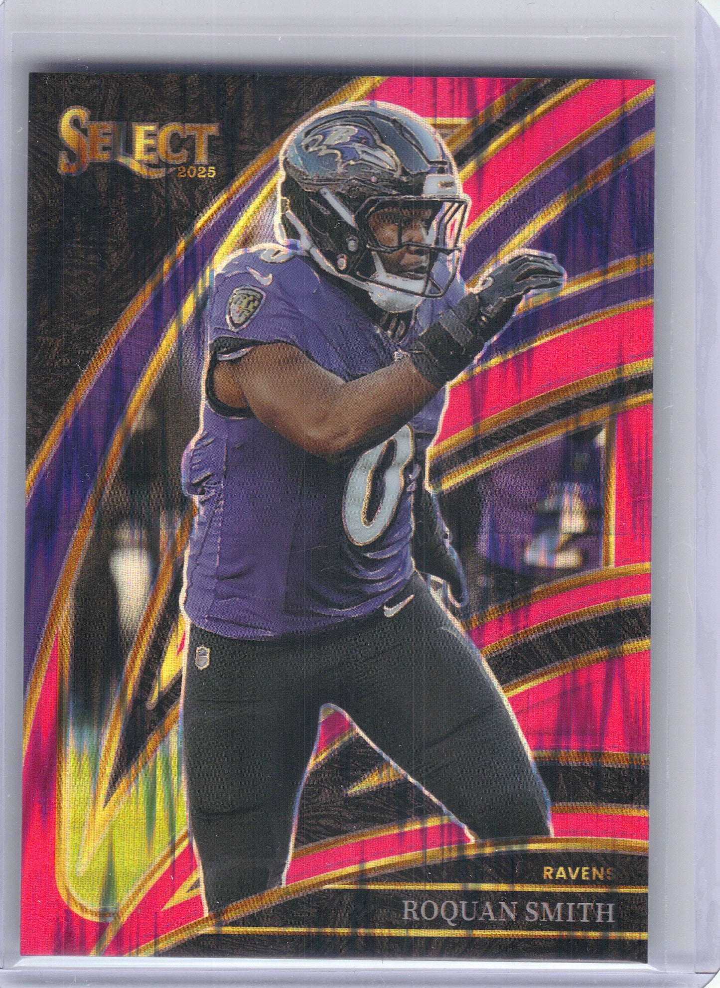 2025 Panini Select #262 Roquan Smith Pink Prizm Shock Baltimore Ravens