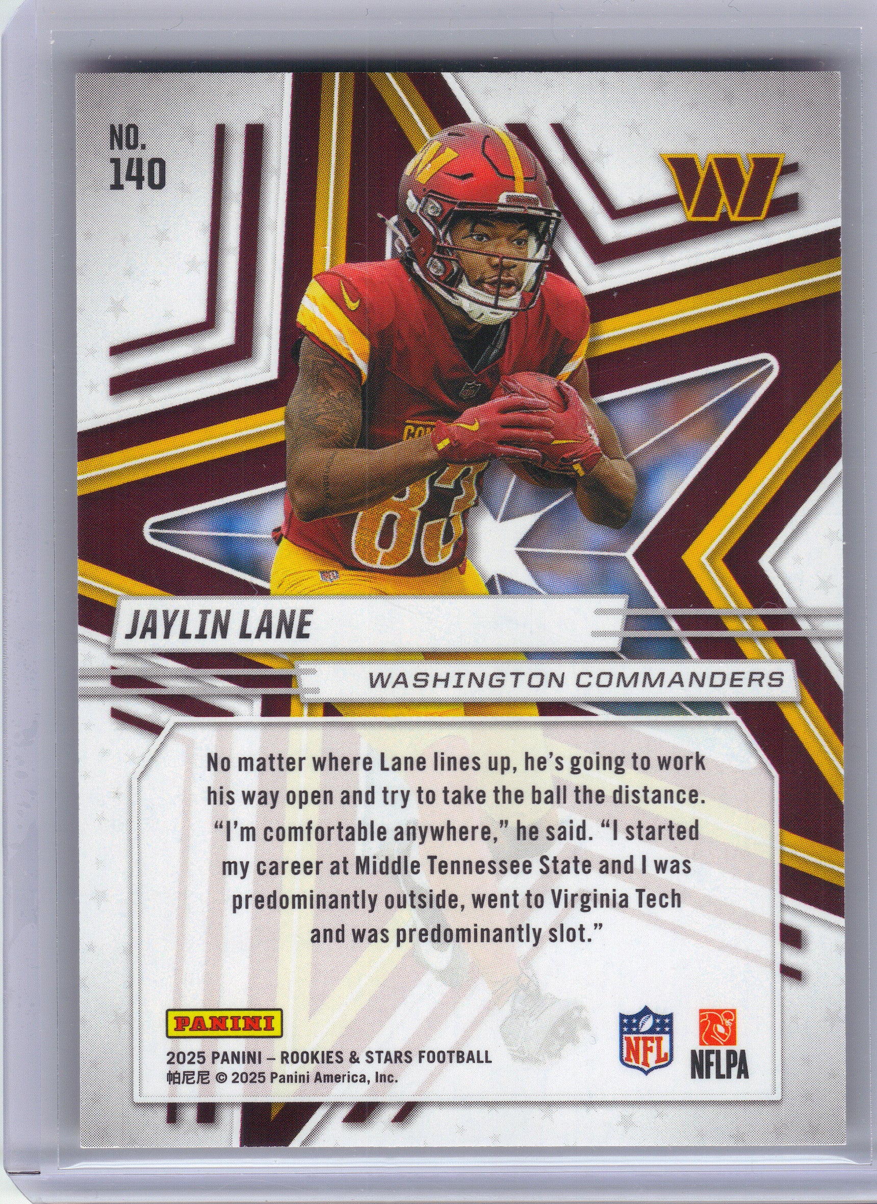 2025 Panini Rookies & Stars #140 Jaylin Lane Orange #/249 Washington Commanders SN,RC