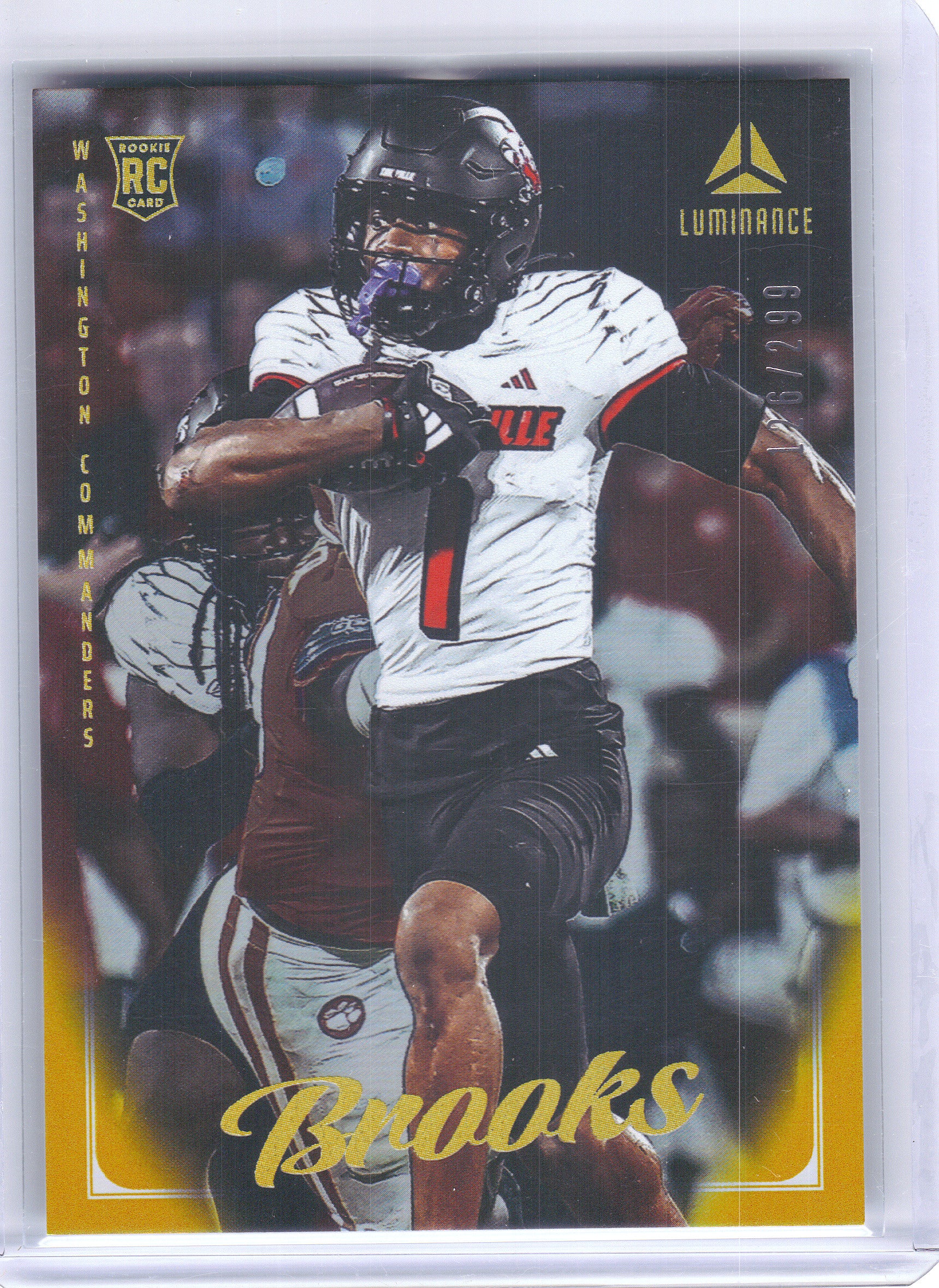 2025 Panini Luminance #132 Ja'Corey Brooks Gold #/299 Washington Commanders SN,RC