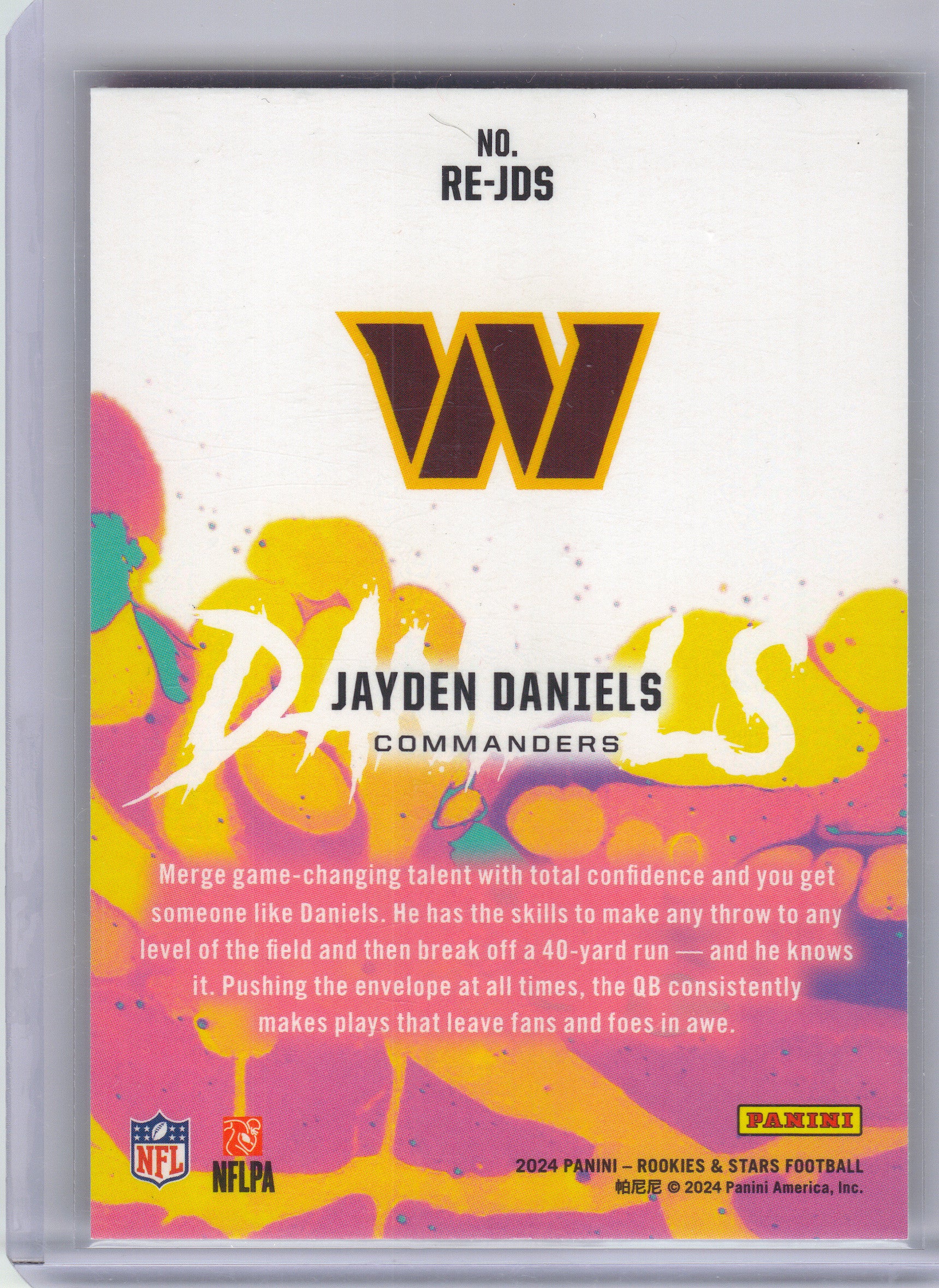 2024 Panini Rookies & Stars #RE-JDS Jayden Daniels Rookie Exclusive Washington Commanders