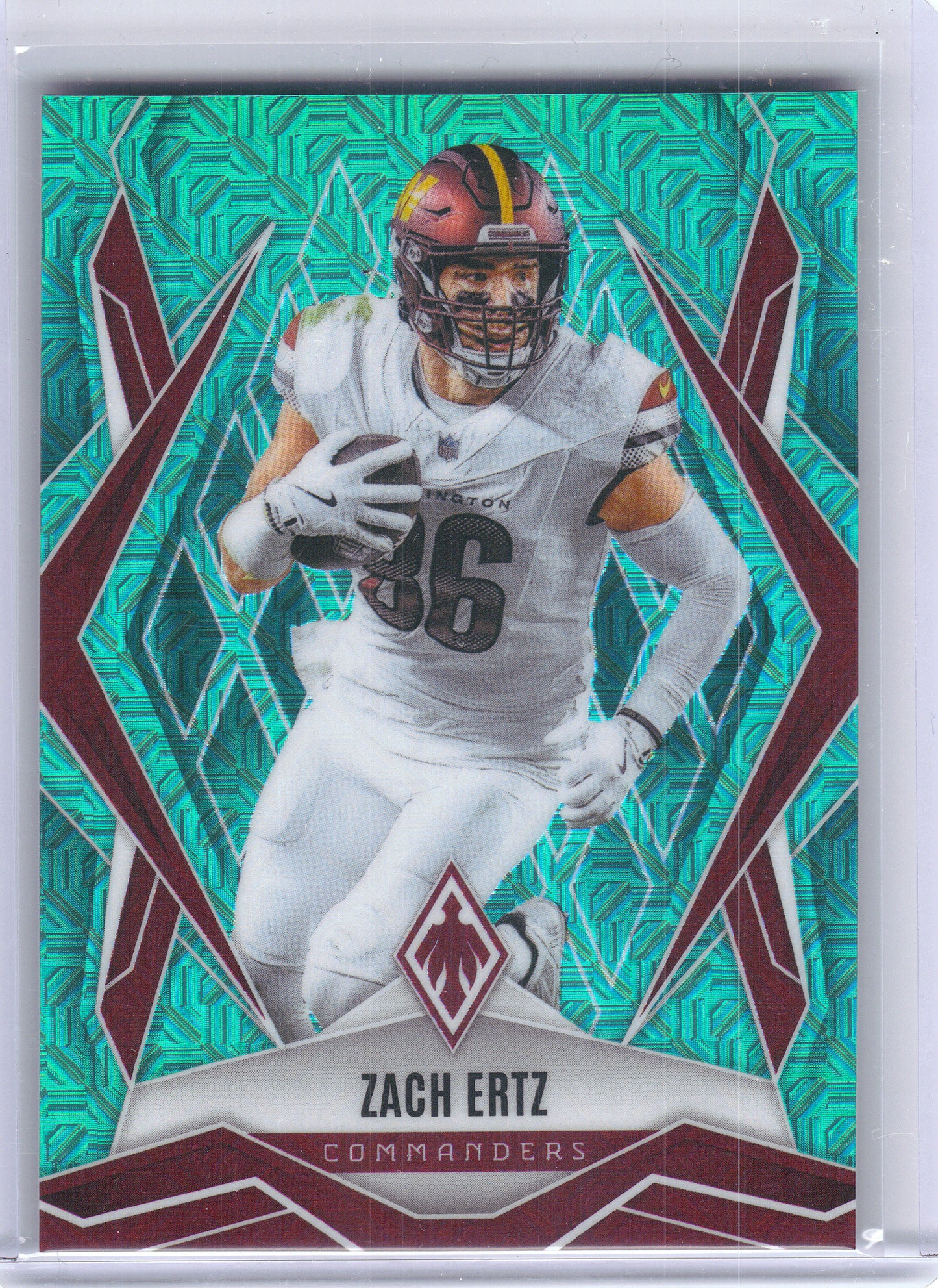 2025 Panini Phoenix #32 Zach Ertz Teal Mojo Prizm #/50 Washington Commanders SN
