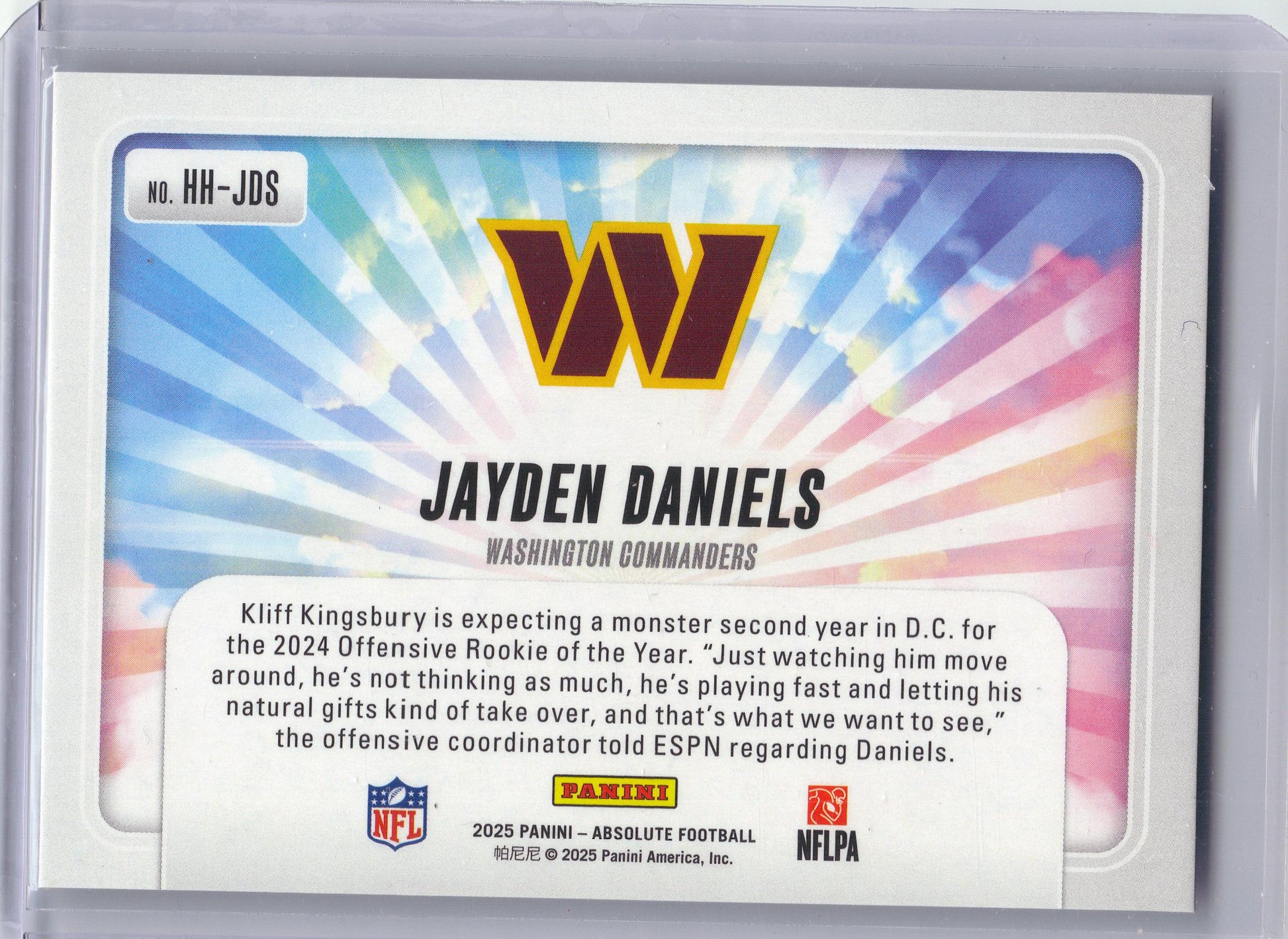 2025 Panini Absolute #HH-JDS Jayden Daniels Hog Heaven x Washington Commanders