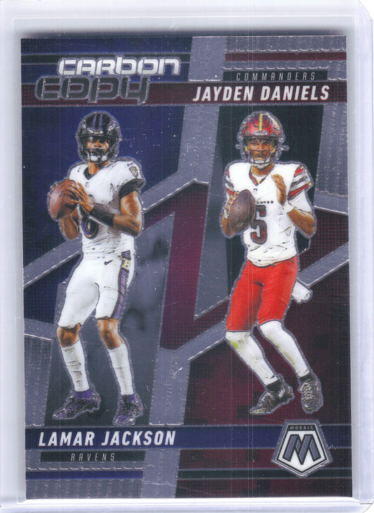 2025 Panini Mosaic #CCO-6 Jayden Daniels / Lamar Jackson Carbon Copy Washington Commanders