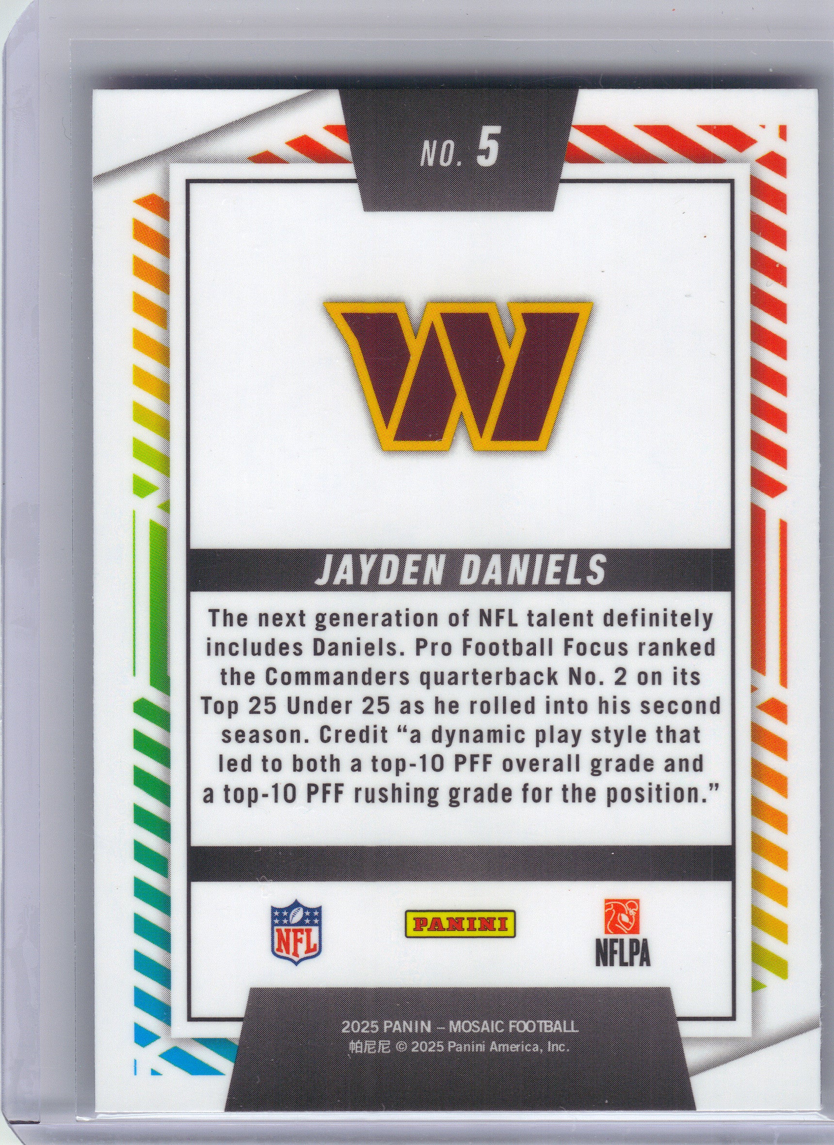 2025 Panini Mosaic #5 Jayden Daniels Men of Mastery Washington Commanders