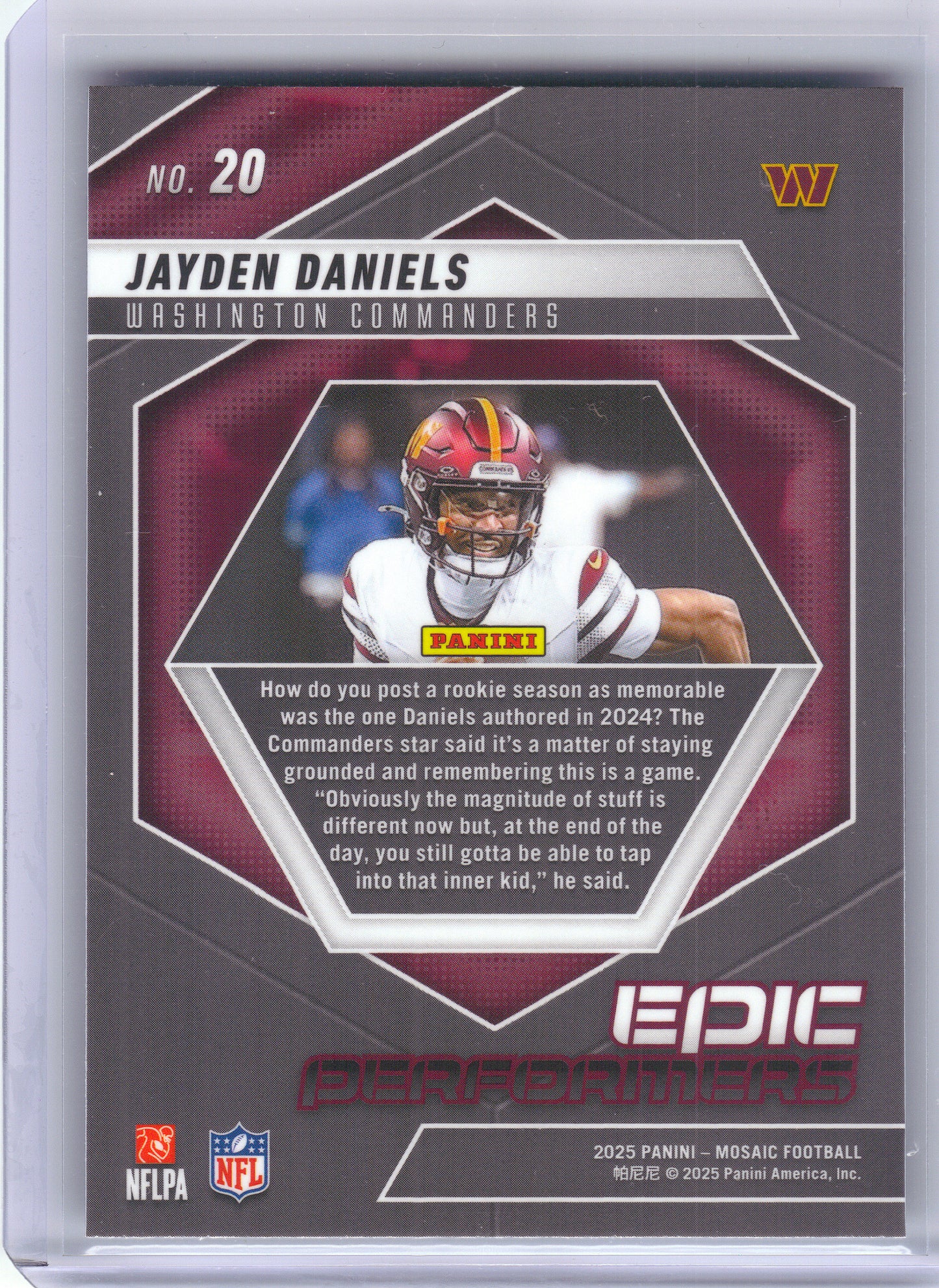 2025 Panini Mosaic #20 Jayden Daniels Epic Performers Washington Commanders